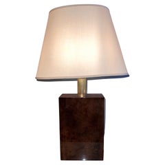 Retro 1970 Aldo Tura Style Brown Parchment Table Lamp