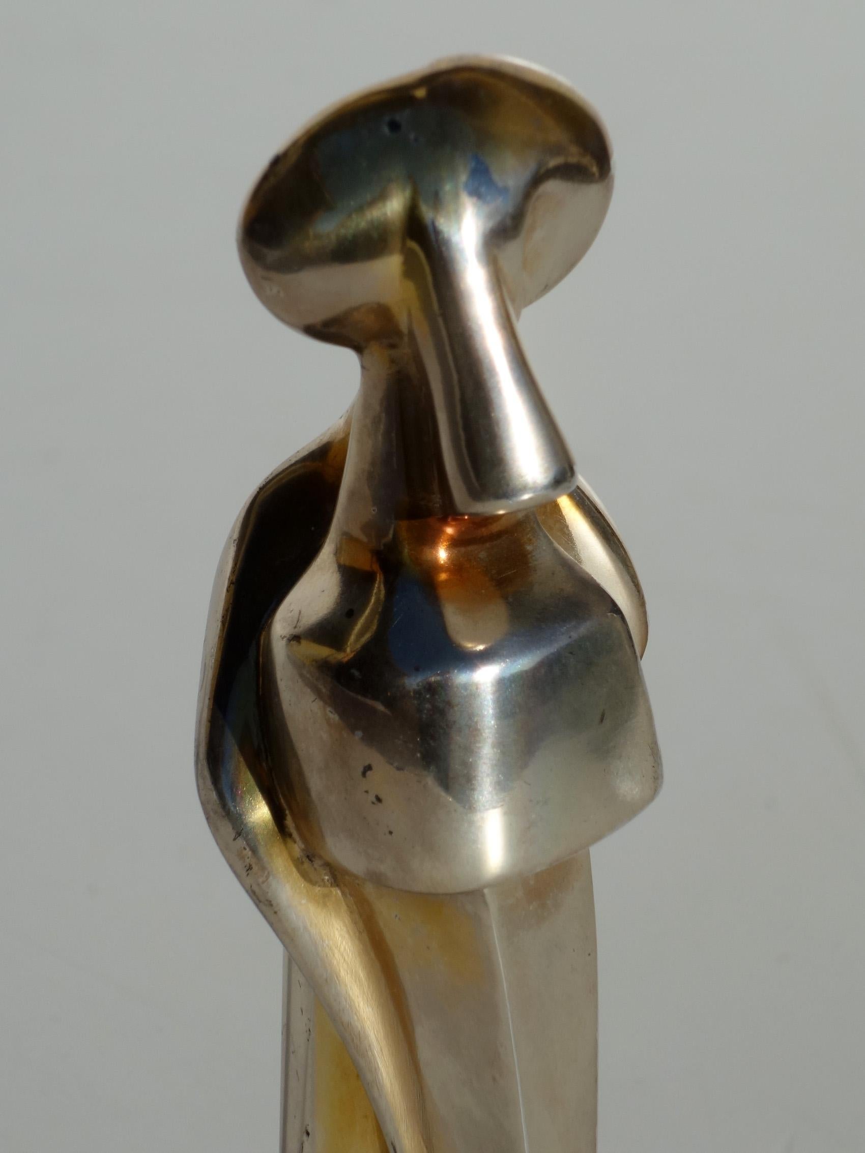 1970 Amelio Roccamonte Arte Italiano Moderno Escultura de metal de bronce plateado Moderno de mediados de siglo en venta