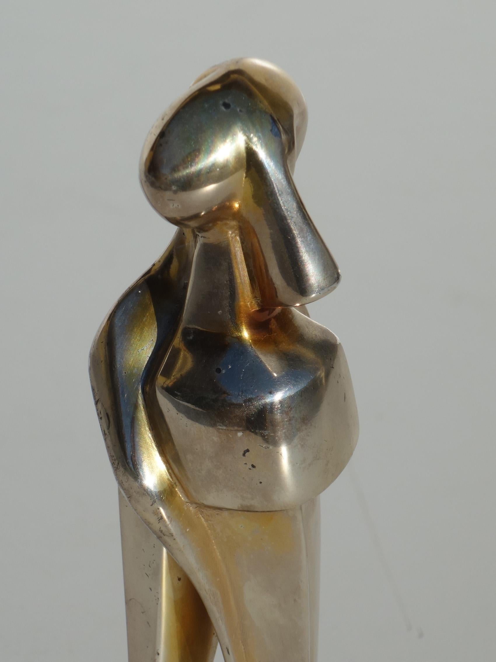 1970 Amelio Roccamonte Arte Italiano Moderno Escultura de metal de bronce plateado Bronceado en venta
