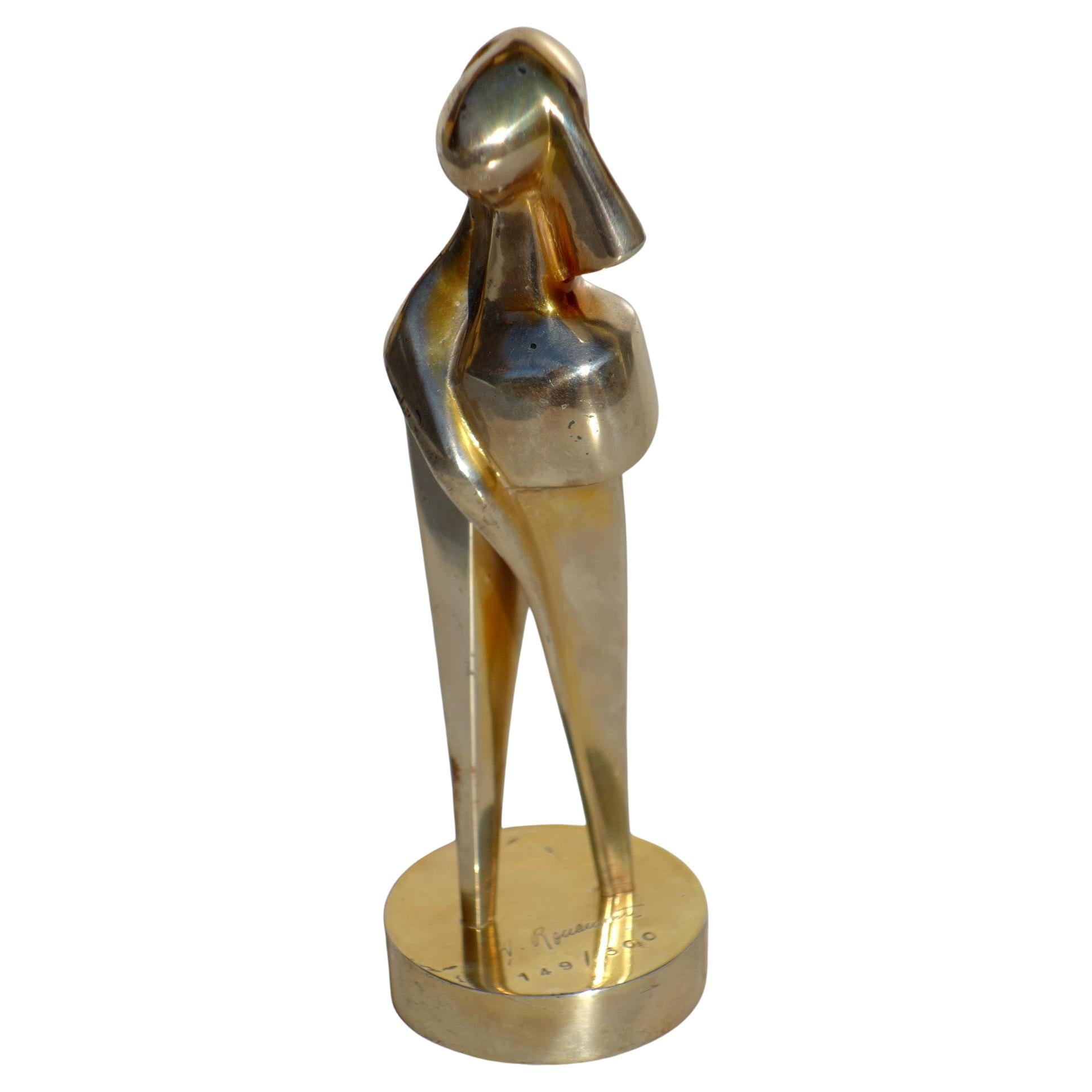 1970 Amelio Roccamonte Arte Italiano Moderno Escultura de metal de bronce plateado en venta