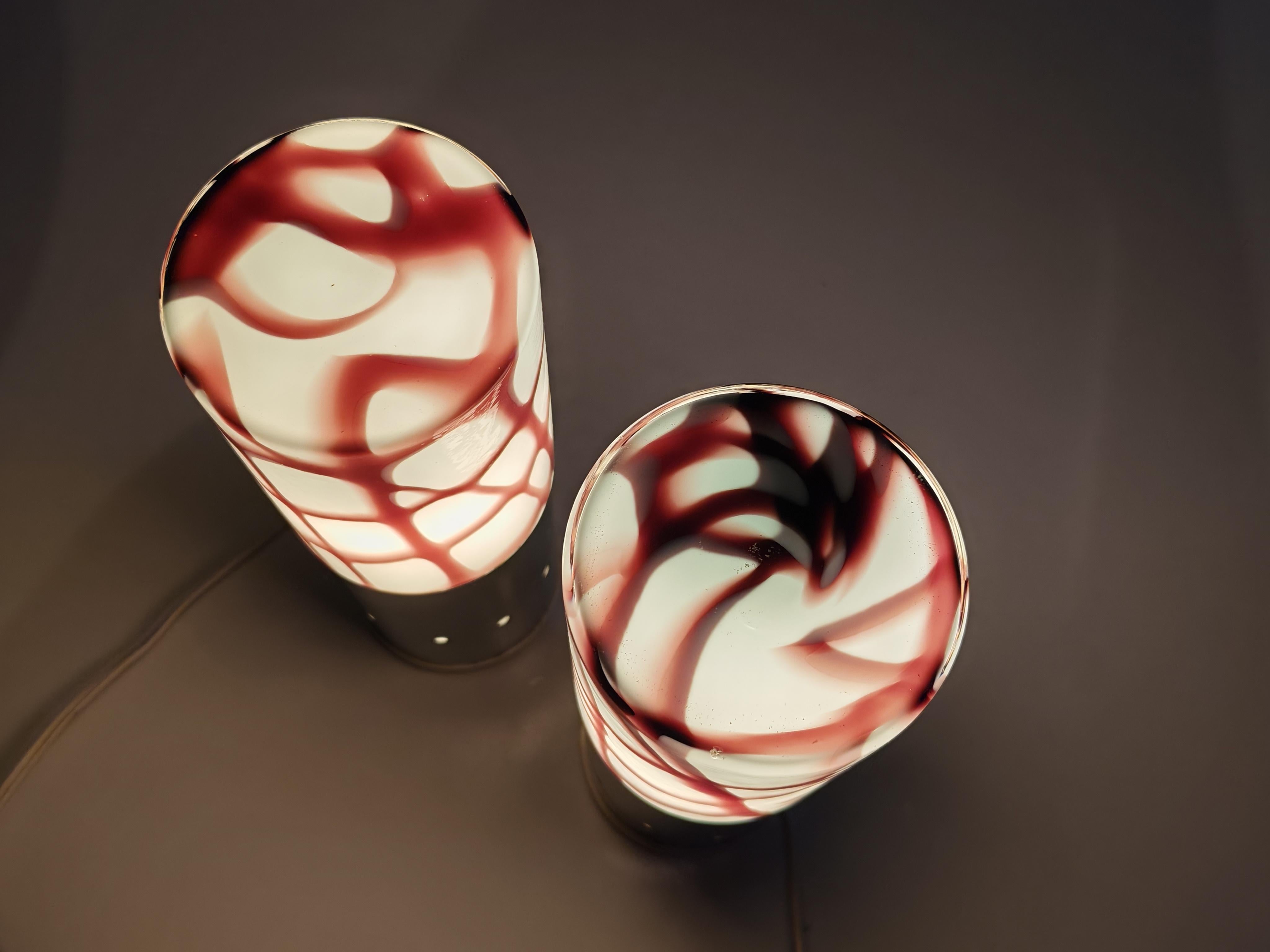 Angelo Brotto Esperia Italienisches Space Age Design-Glas-Tischlampen, 2 Tischlampen, 1970 im Angebot 9