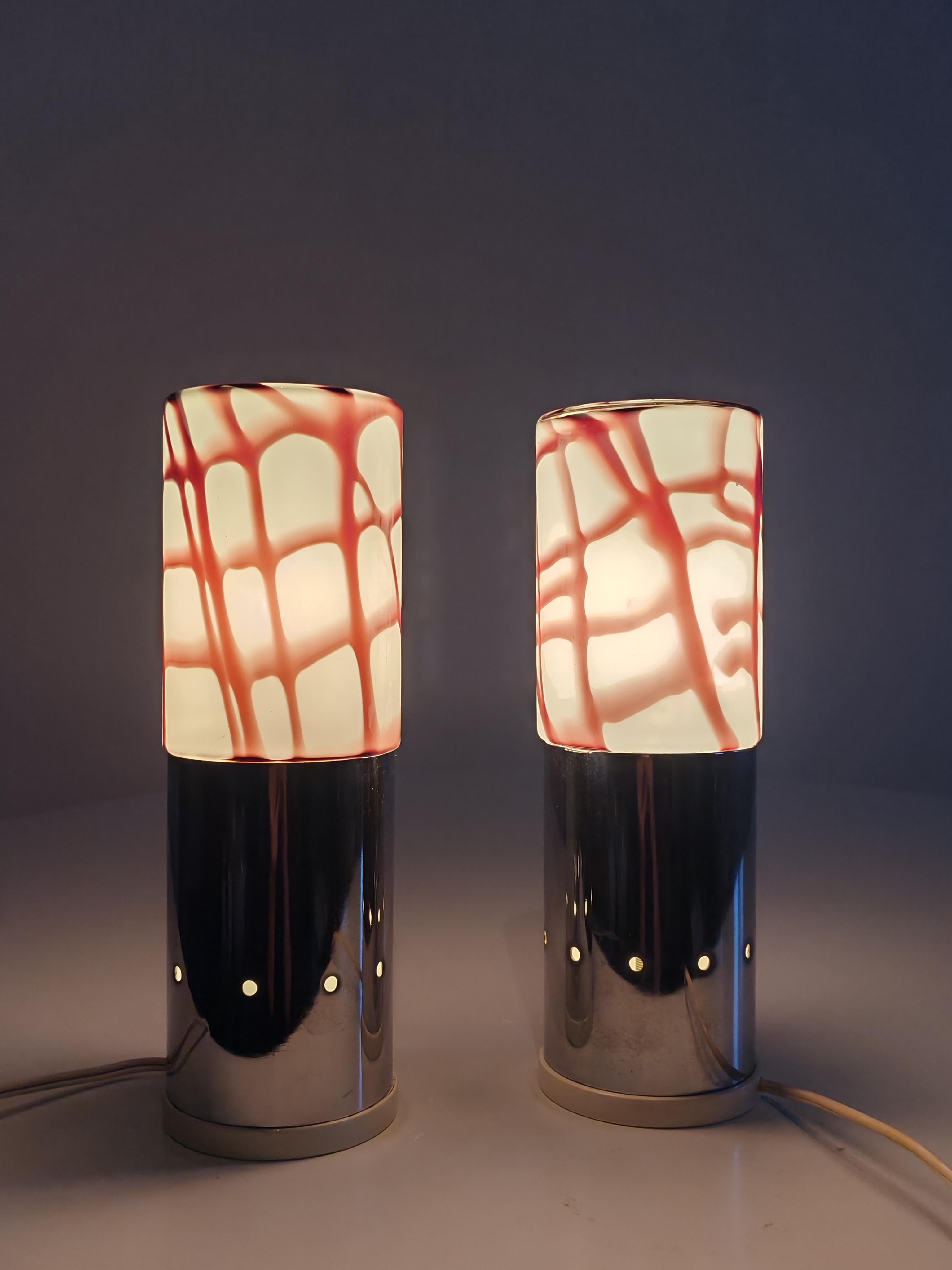 Angelo Brotto Esperia Italienisches Space Age Design-Glas-Tischlampen, 2 Tischlampen, 1970 im Angebot 11