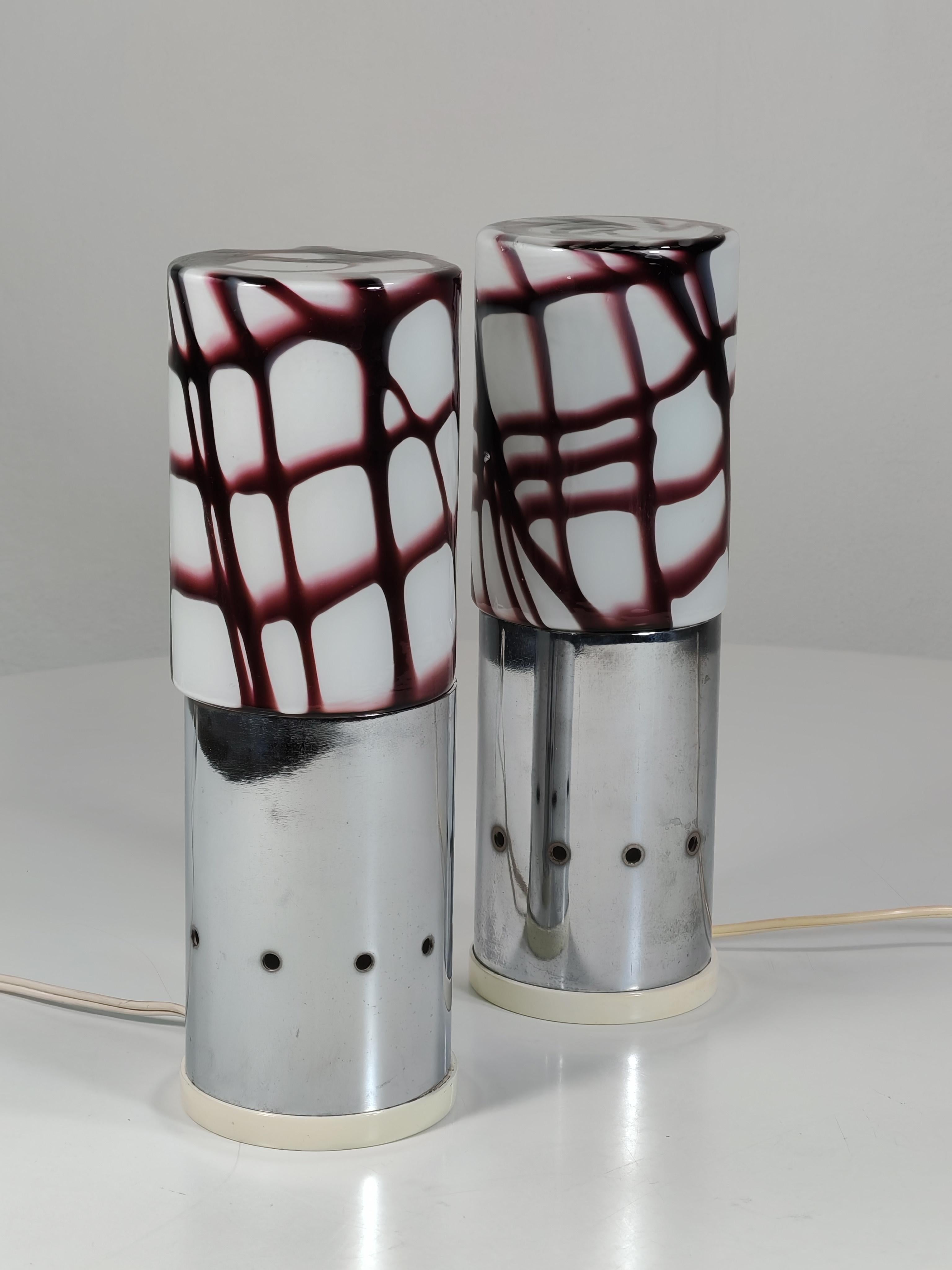 Angelo Brotto Esperia Italienisches Space Age Design-Glas-Tischlampen, 2 Tischlampen, 1970 im Angebot 7