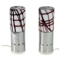 1970 Angelo Brotto Esperia Italian Space Age Design Vetro 2 Lampade da Tavolo