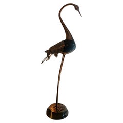 1970 Antonio Pavia Héron en laiton et résine signé H 175cm