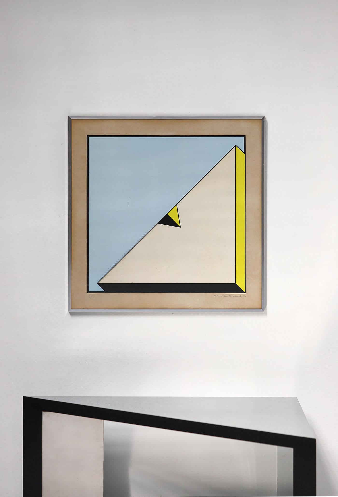 Belgian 1970 artwork gouache on paper by Vincent Van Den Meersch For Sale