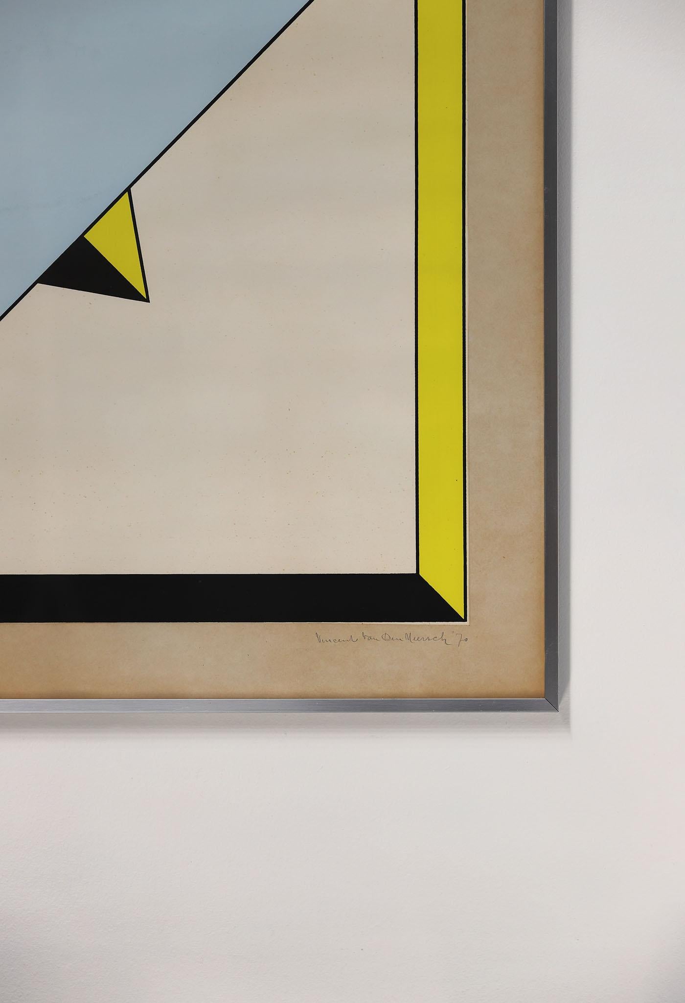Paper 1970 artwork gouache on paper by Vincent Van Den Meersch For Sale