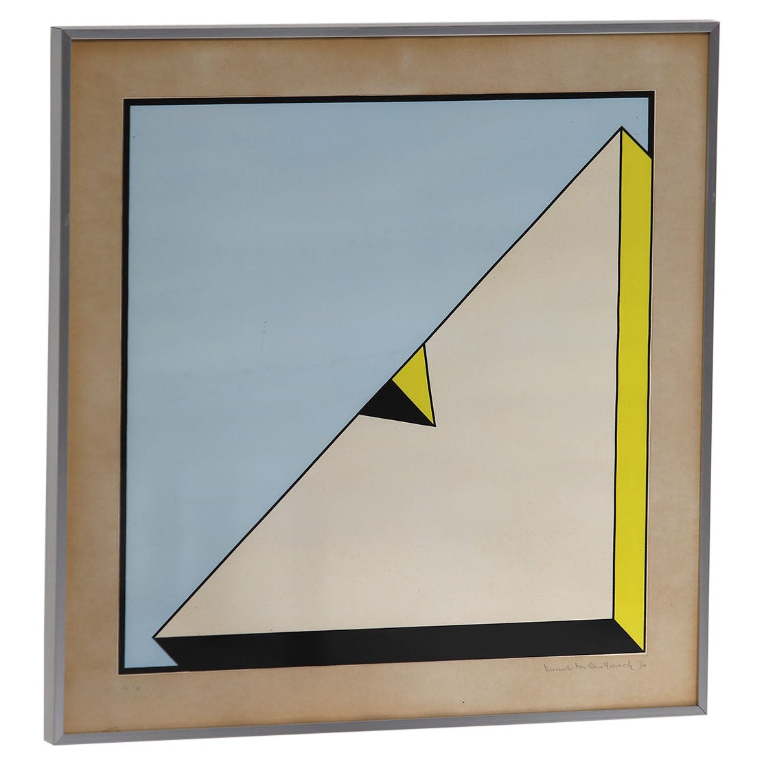 Œuvre d'art de 1970, gouache sur papier par Vincent Van Den Meersch