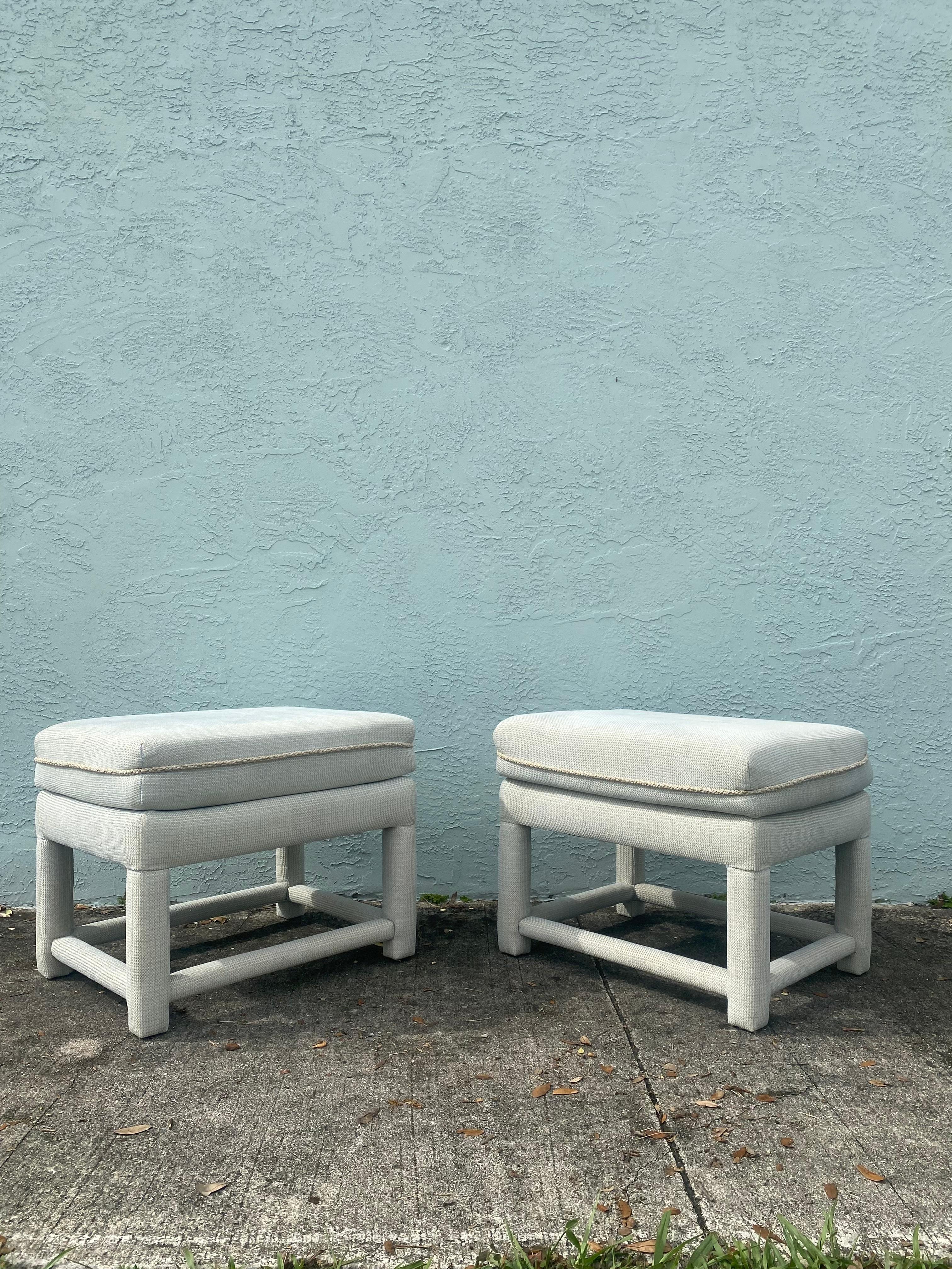 Mid-Century Modern 1970 Attributed to Milo Baughman Mini Parsons Benches Stools, Set of 2 For Sale