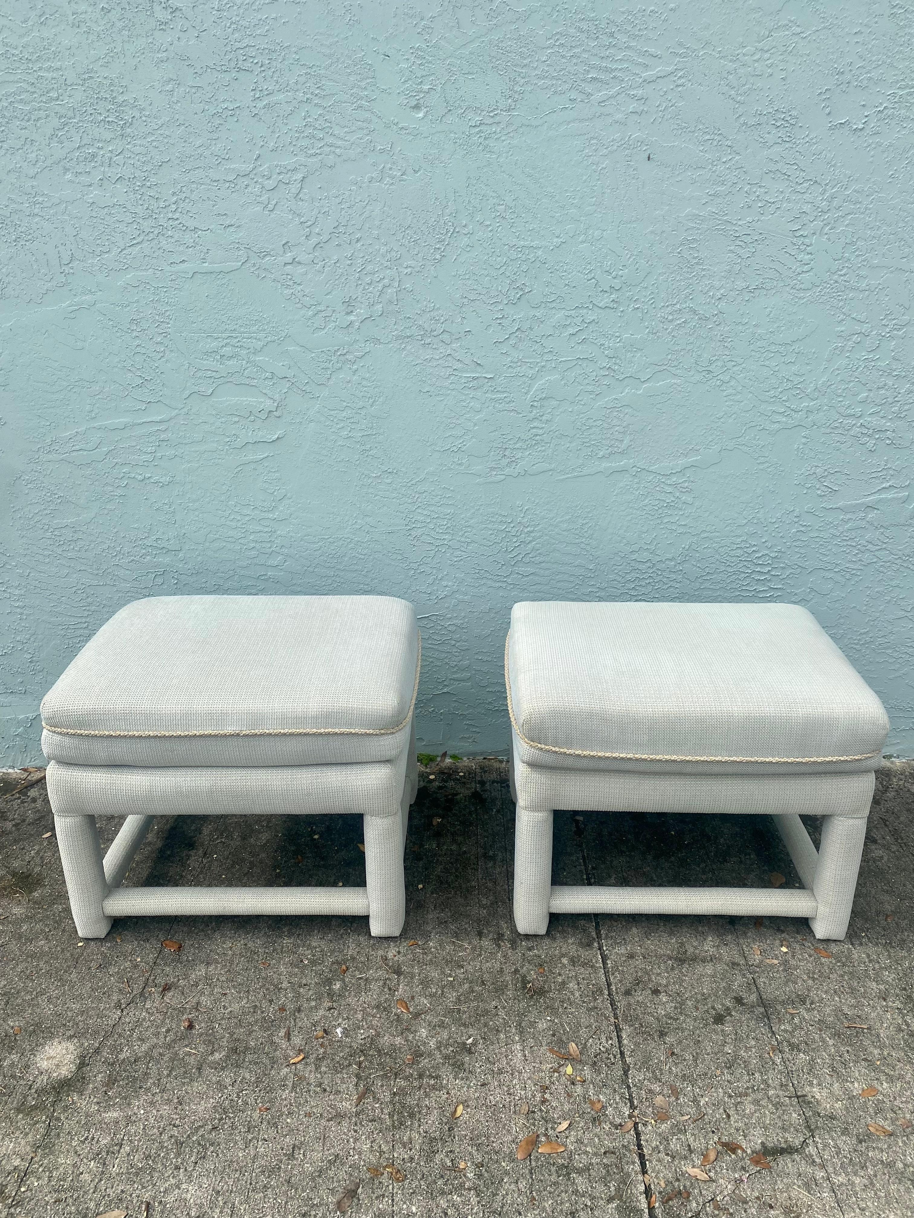 American 1970 Attributed to Milo Baughman Mini Parsons Benches Stools, Set of 2 For Sale