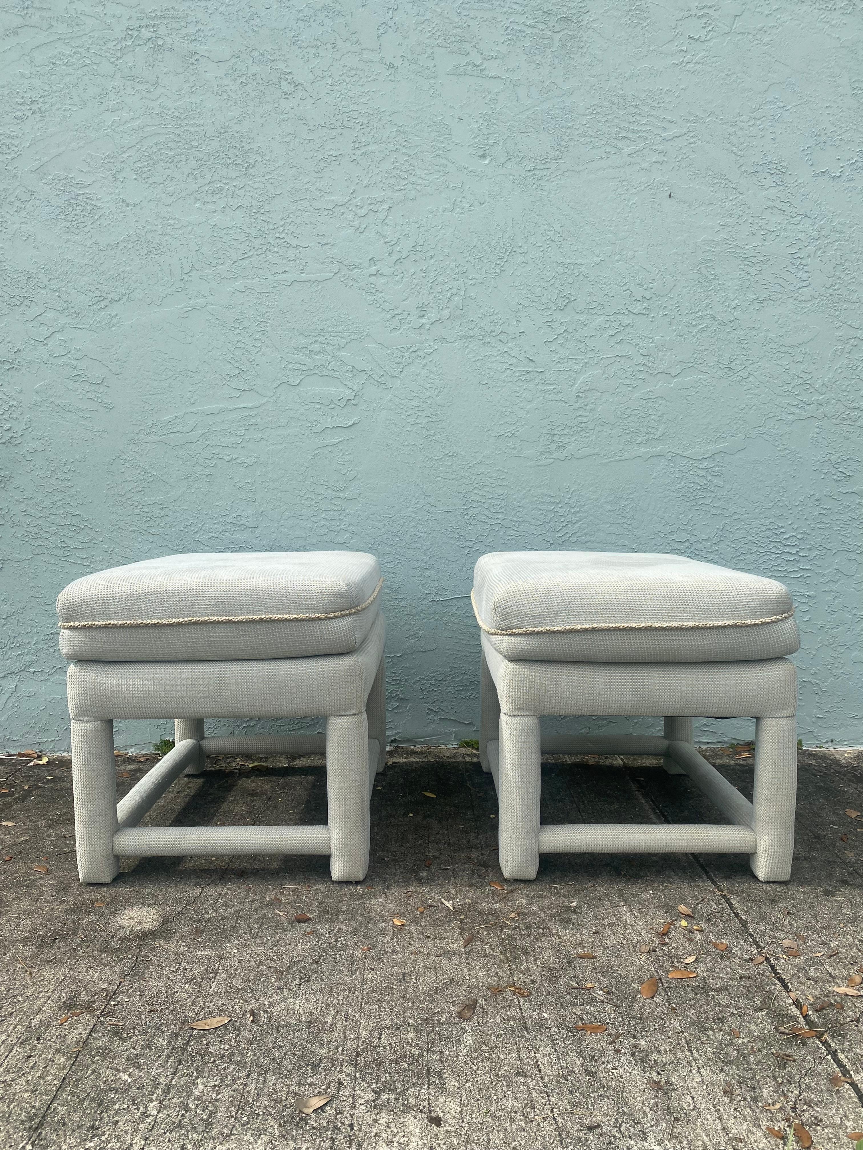 1970 Attributed to Milo Baughman Mini Parsons Benches Stools, Set of 2 In Good Condition For Sale In Fort Lauderdale, FL
