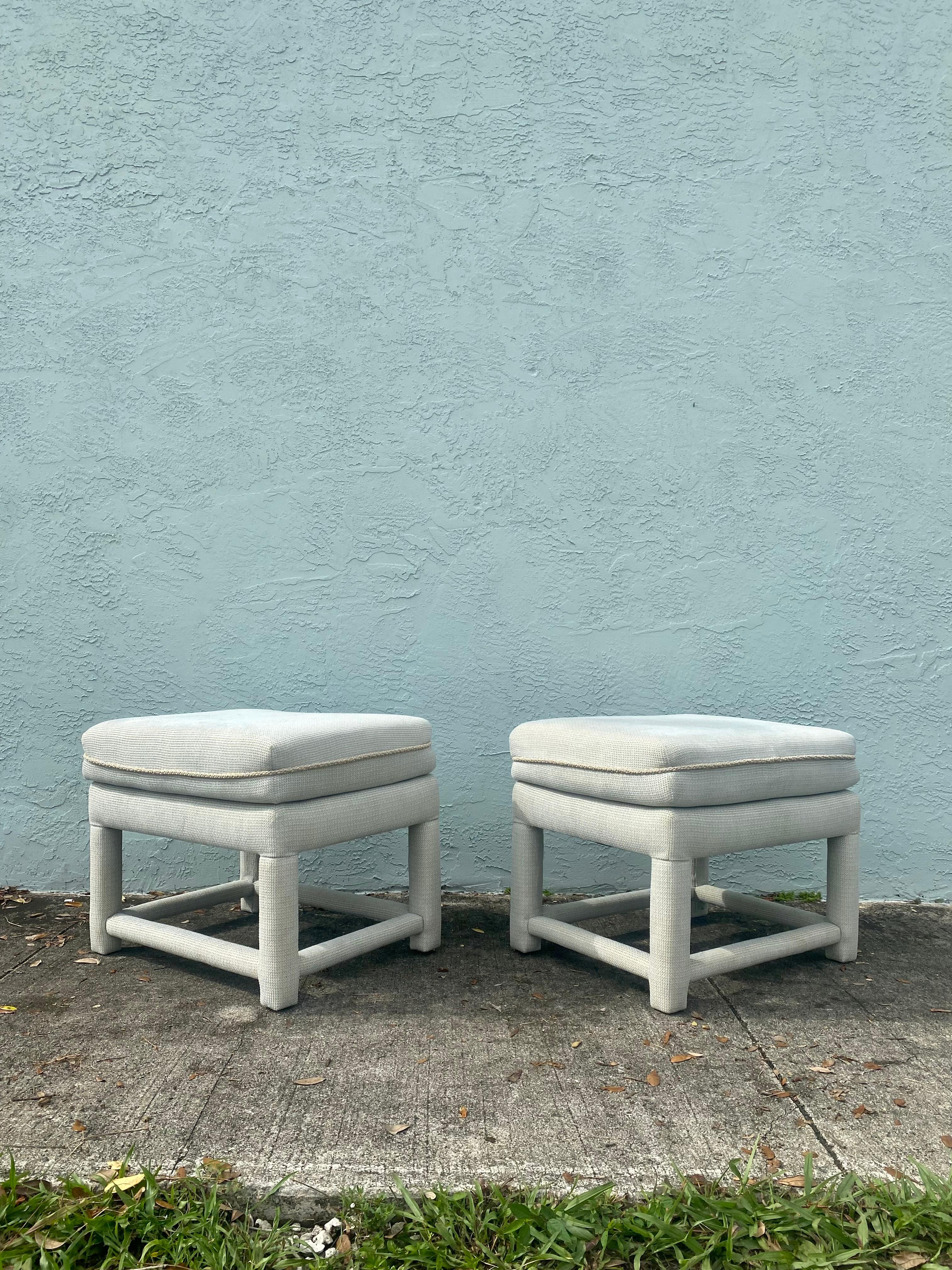 Late 20th Century 1970 Attributed to Milo Baughman Mini Parsons Benches Stools, Set of 2 For Sale