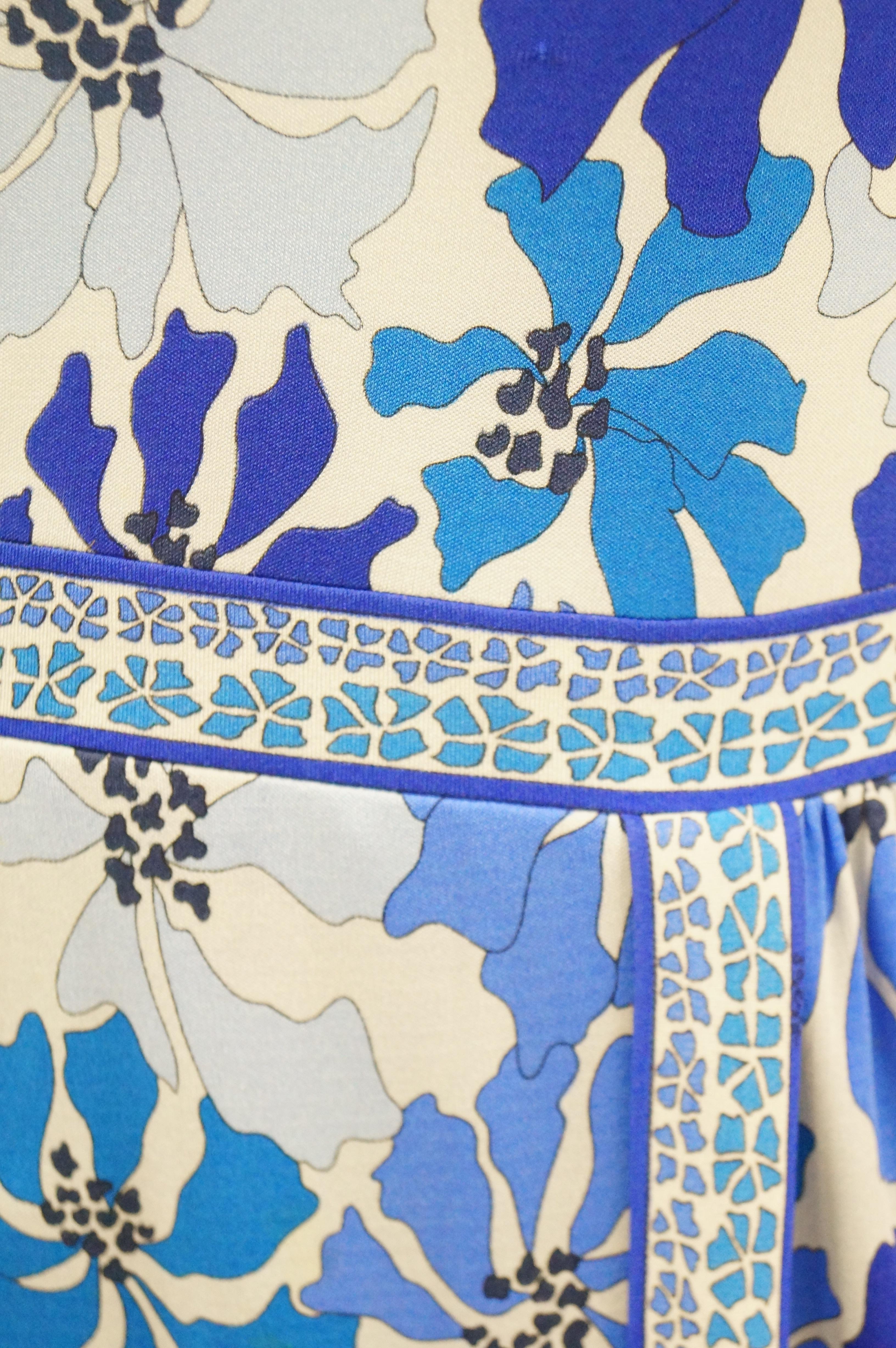 1970 Averardo Bessi Blue Floral Geometric Print Midi Dress 3
