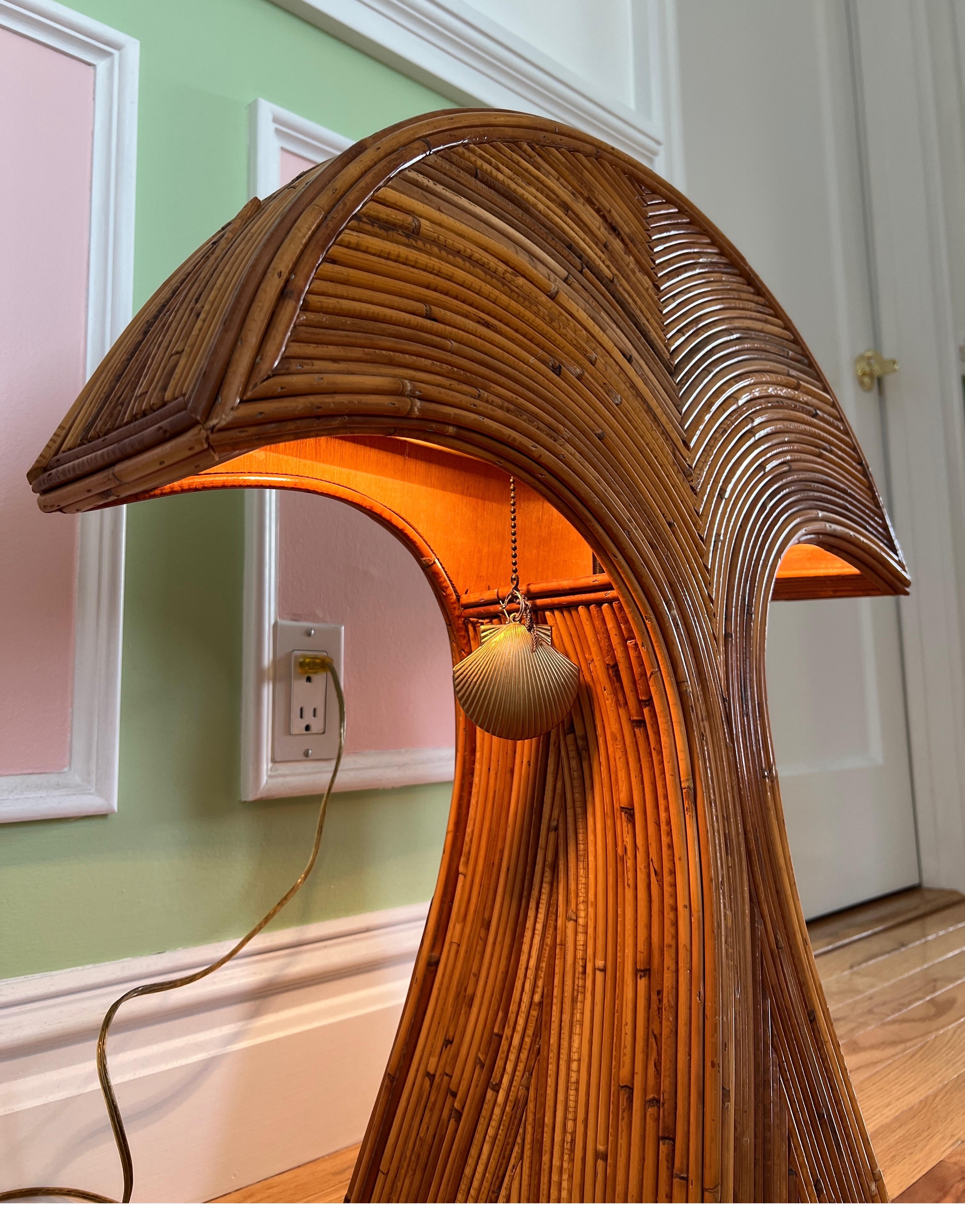 Post-Modern 1970 Bamboo Arched Table Lamp For Sale