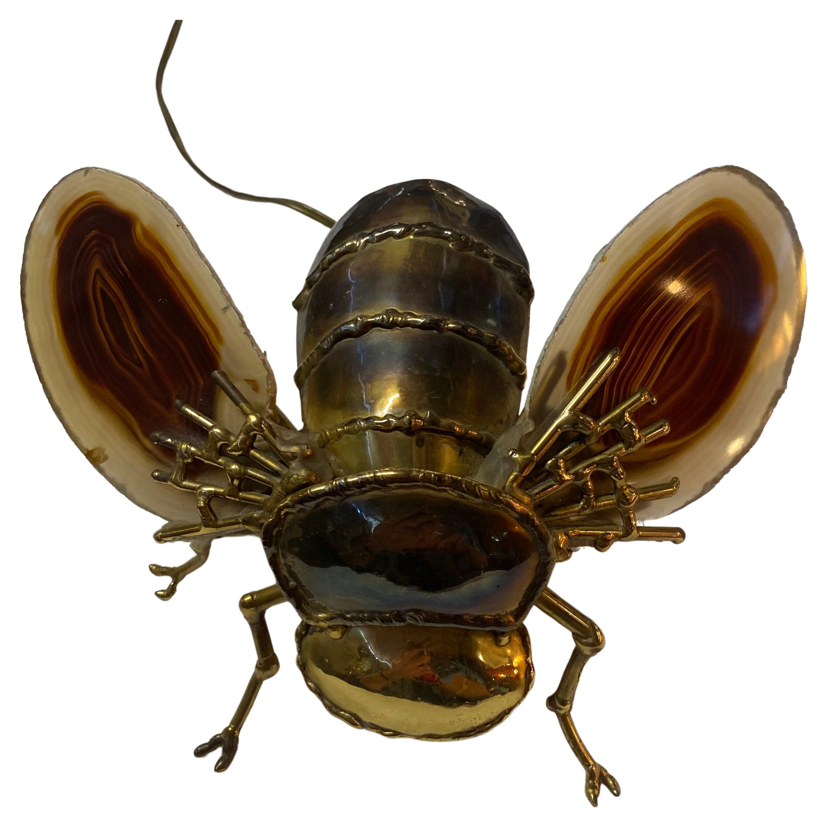 Applique 'Bee' de 1970 en bronze ou laiton, Duval Brasseur ou Isabelle Faure, 1 ampoule