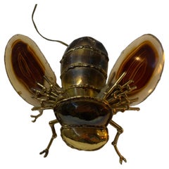Vintage 1970’ Bee Wall Lamp in Bronze or Brass, Duval Brasseur Or Isabelle Faure, 1 Bulb