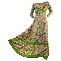 1970 Bessi Silk Jersey Maxi Dress in Stunning Floral Stripe Spring Print