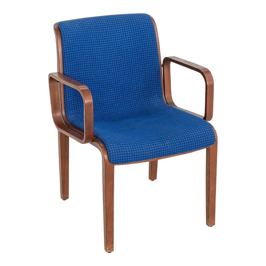 1970 Silla de comedor Bill Stephens Serie 1300 para Knoll en tela morada y nogal