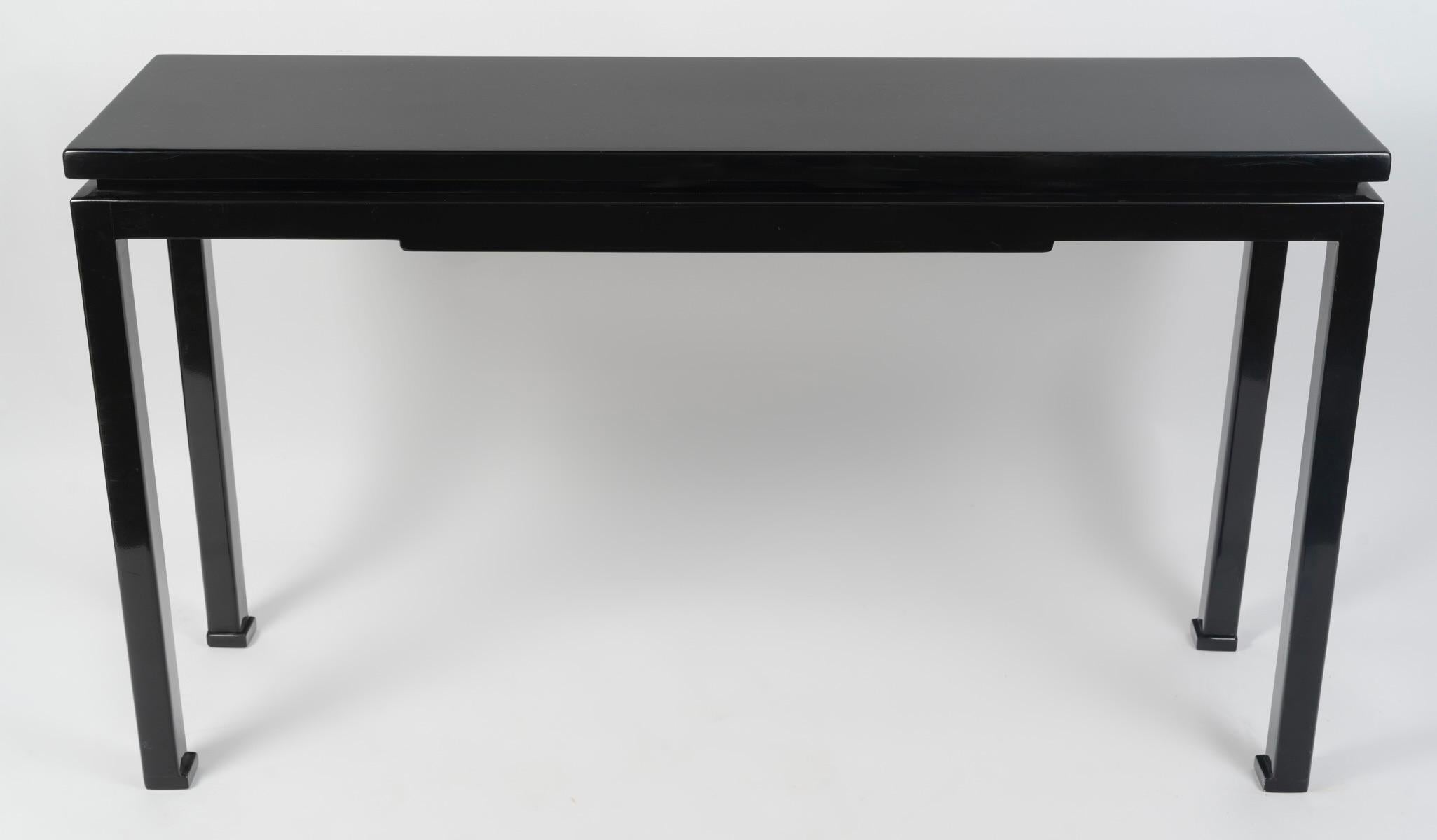 1970 Black lacquer console by Maison Roche In Good Condition For Sale In Saint-Ouen, FR