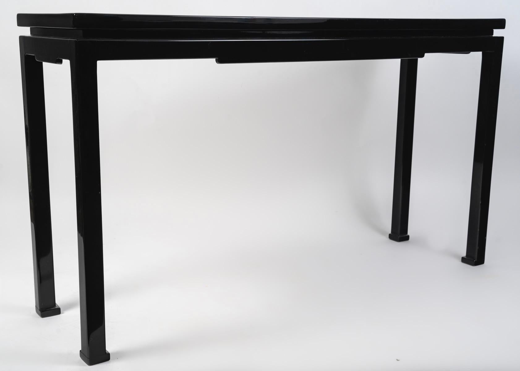 Wood 1970 Black lacquer console by Maison Roche For Sale