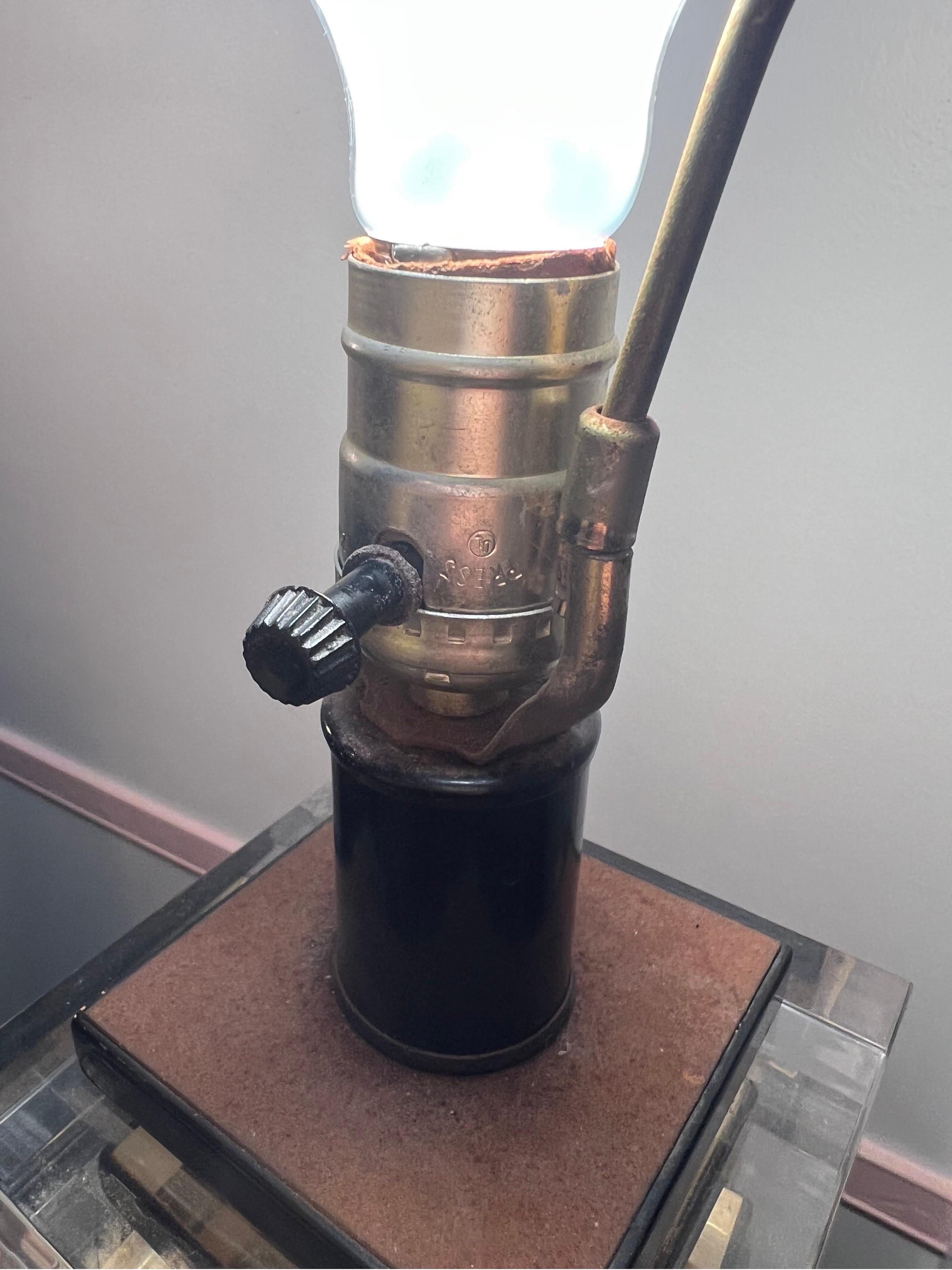 1970 Black Lacquer Lucite Pyramid Floor Lamp attributed to Karl Springer In Good Condition In Staten Island, NY