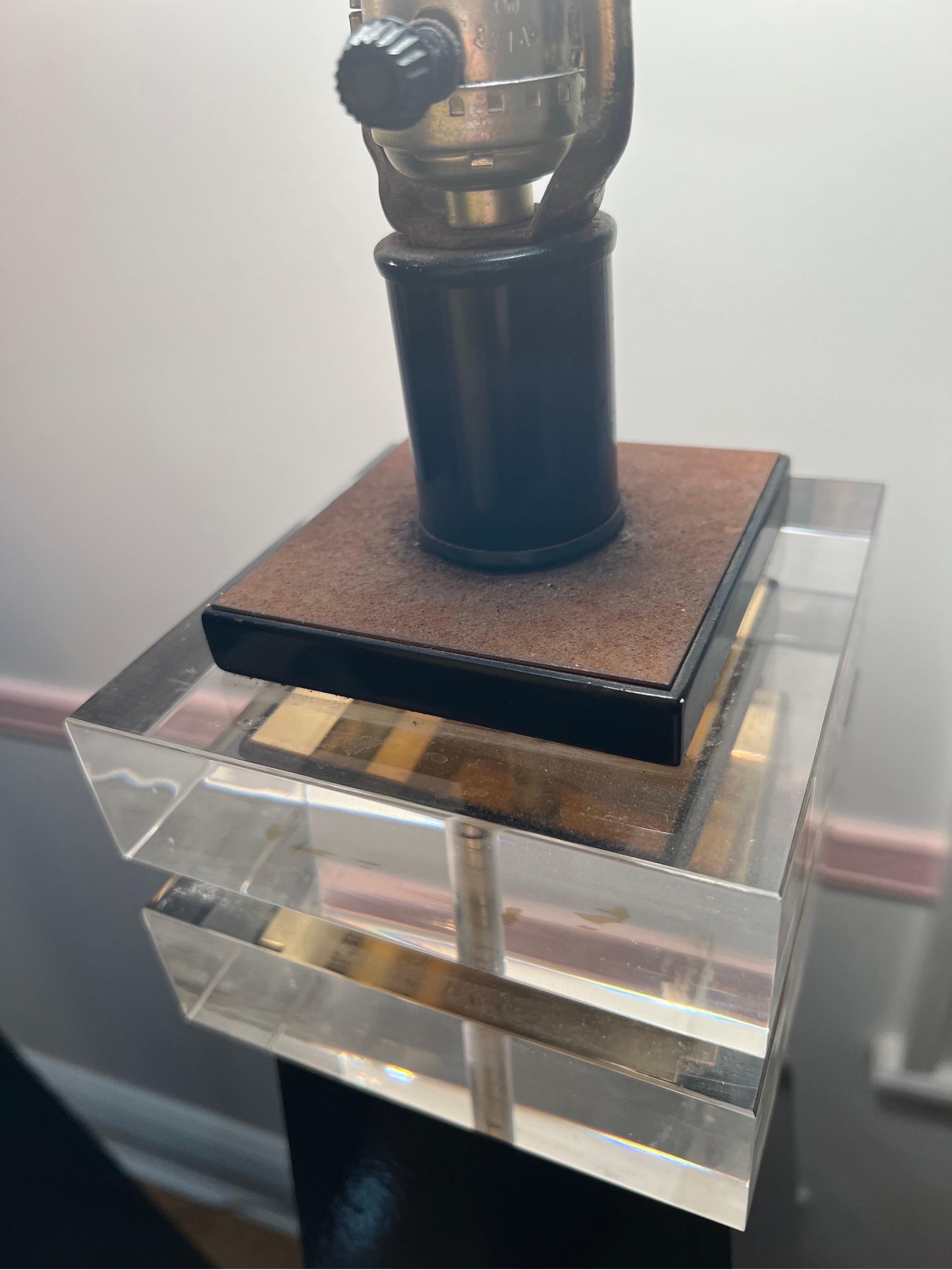 1970 Black Lacquer Lucite Pyramid Floor Lamp attributed to Karl Springer 1