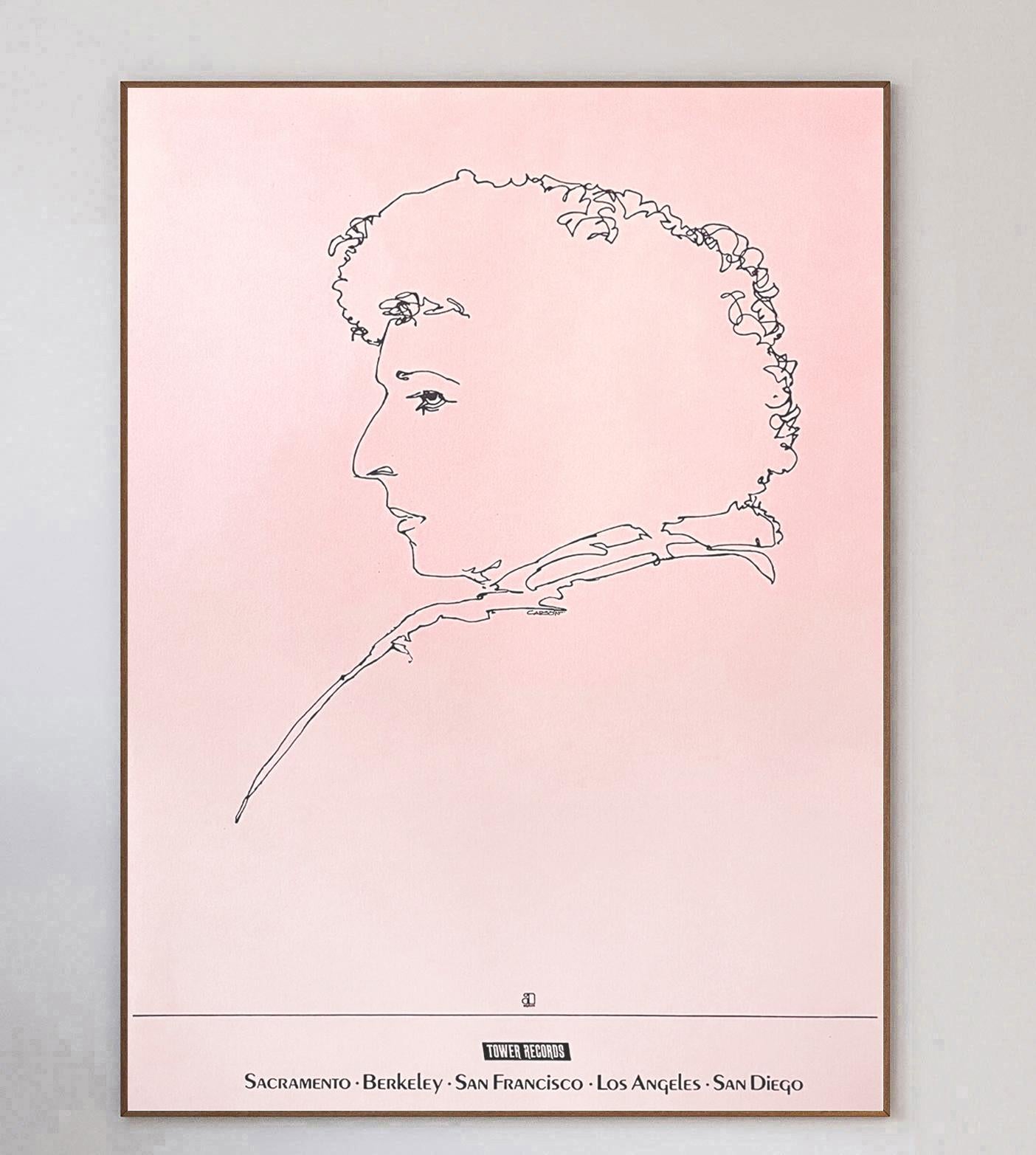 Splendido poster creato nel 1970 per promuovere i dischi di Bob Dylan disponibili presso 