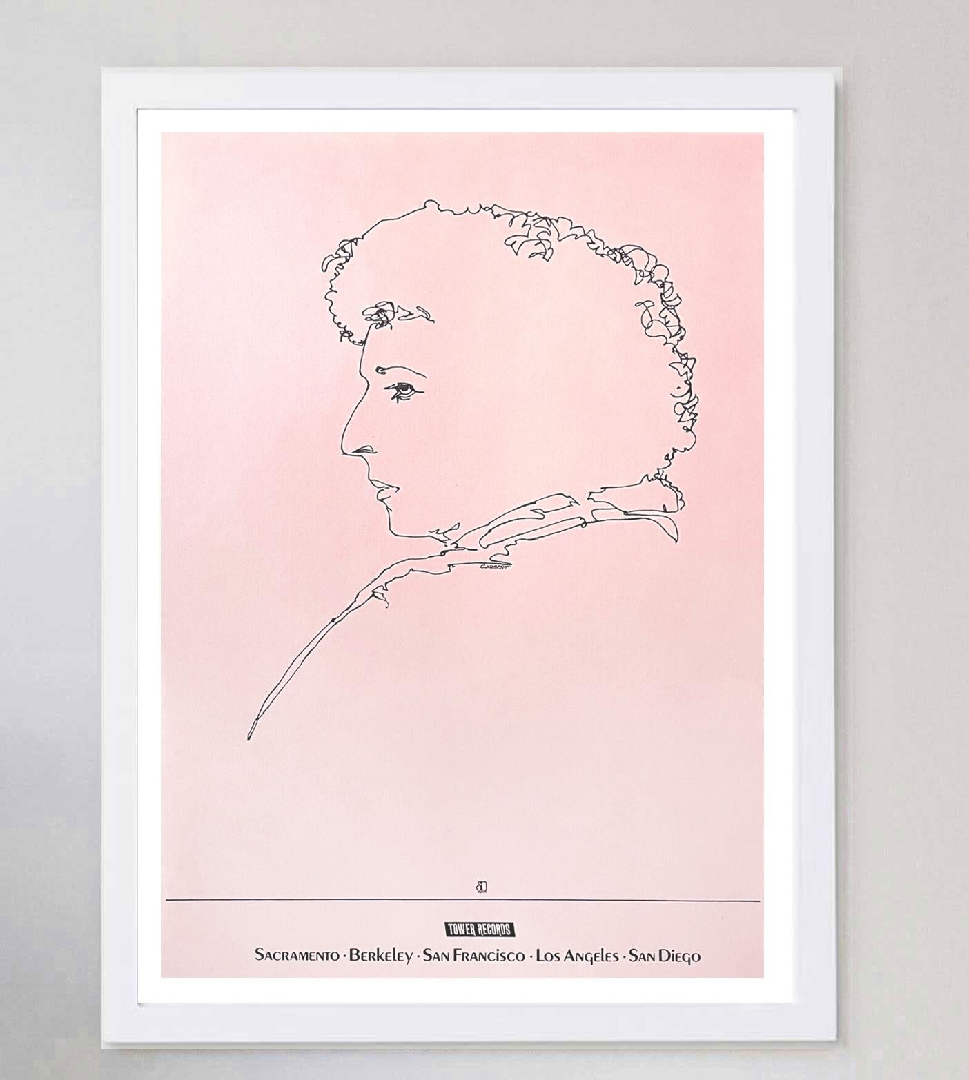 1970 Bob Dylan - Tower Records (Rosa) Poster originale d'epoca In condizioni buone in vendita a Winchester, GB