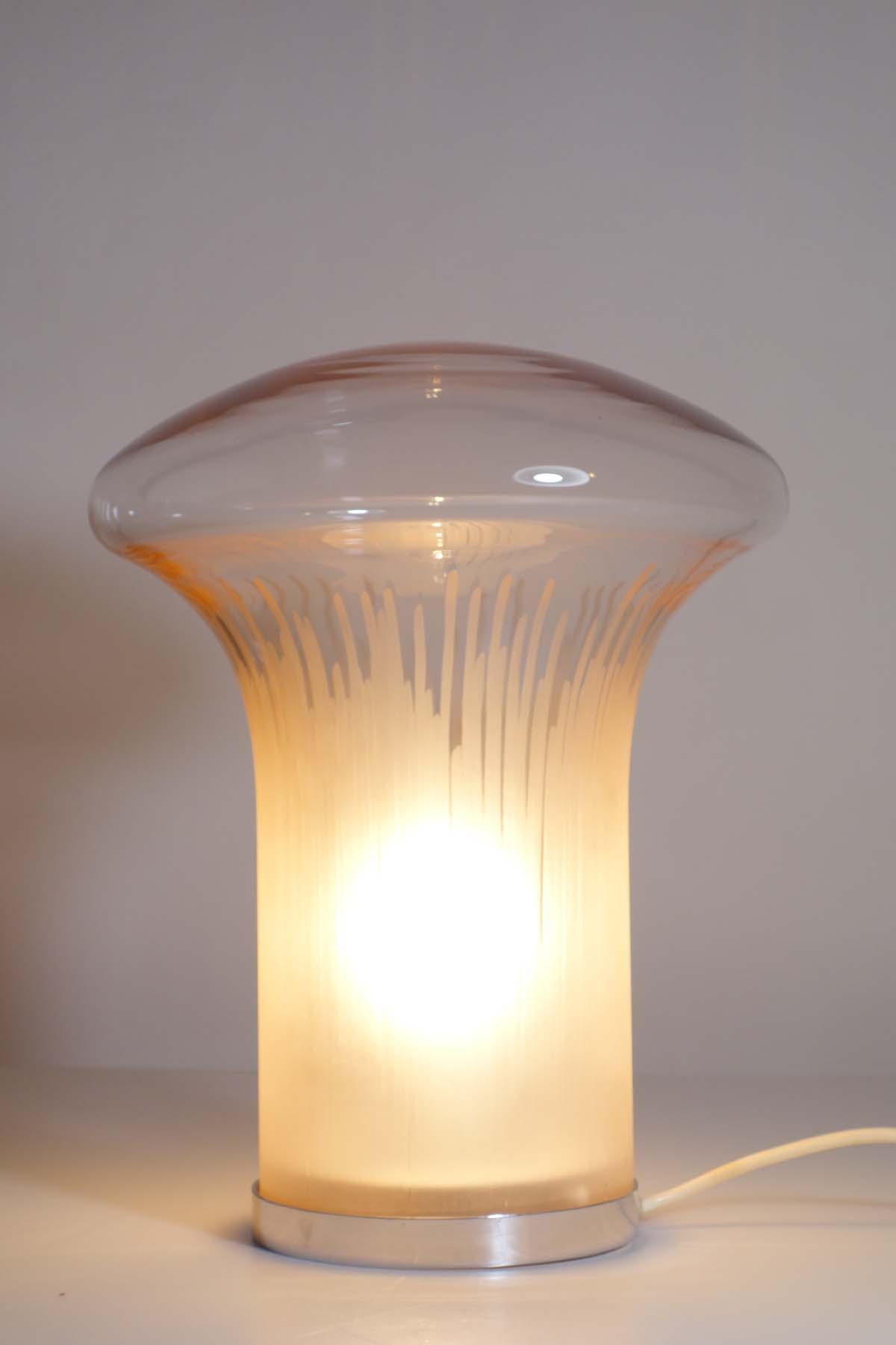 Late 20th Century 1970 Boletus / Mario Ticco Venini Murano Glass Italian Design Table Lamp en vente