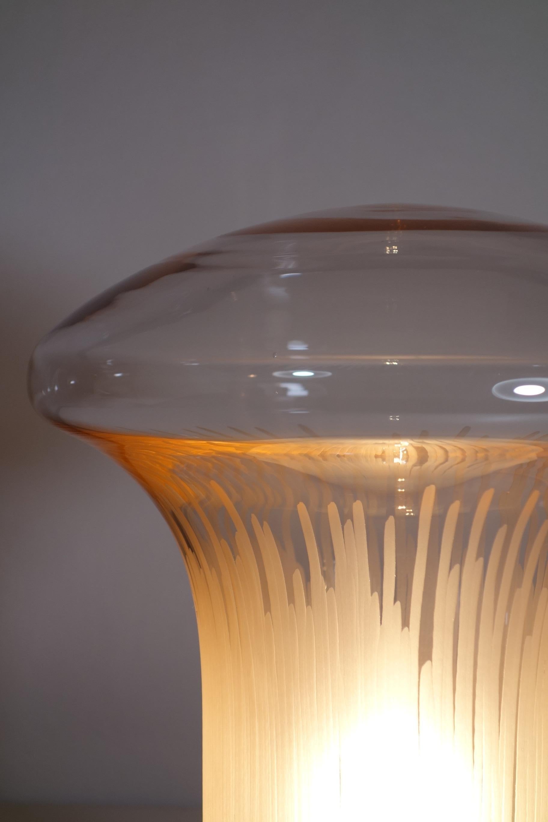 Métal 1970 Boletus / Mario Ticco Venini Murano Glass Italian Design Table Lamp en vente