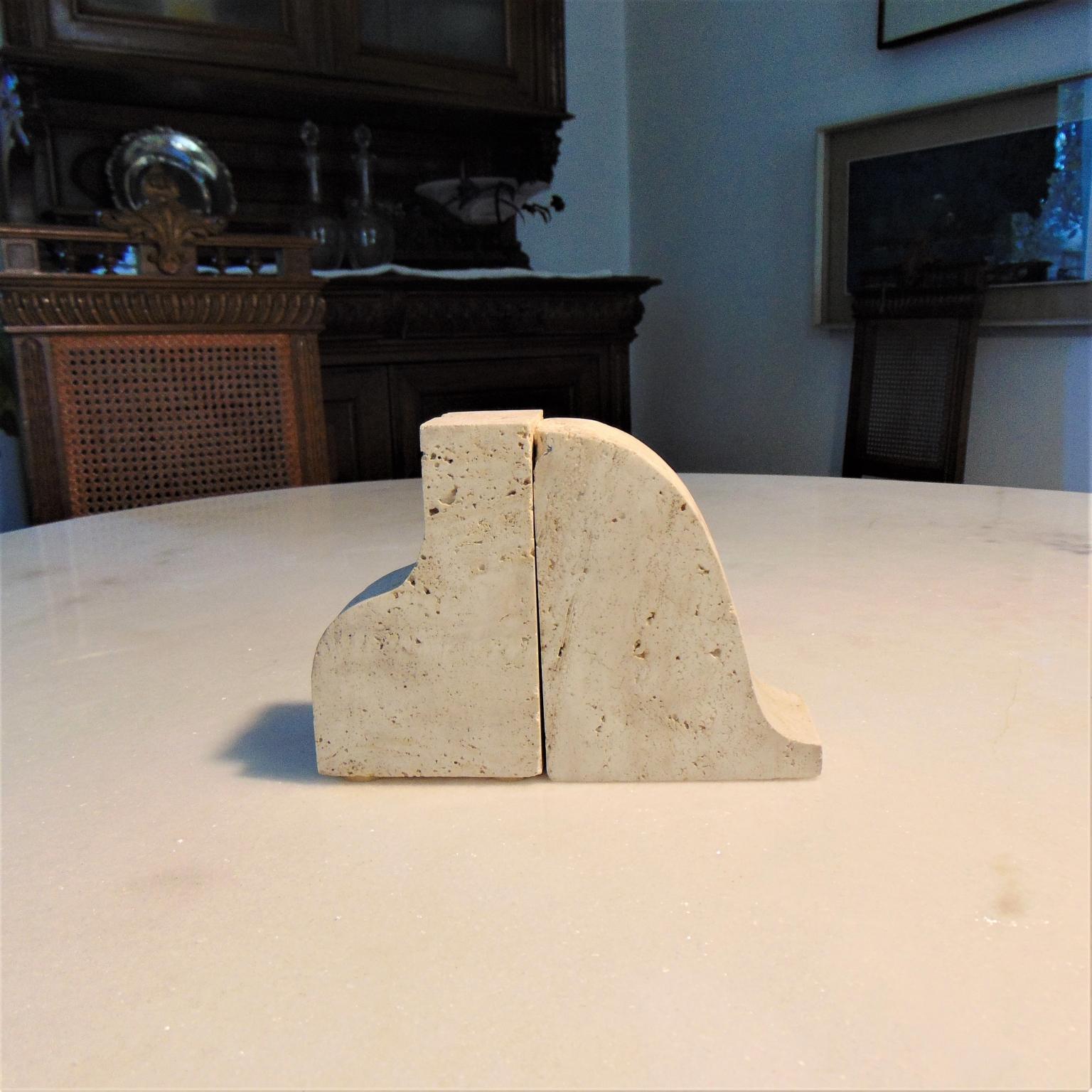 Italian 1970 Bookends, Paperweights in Travertine by Giuliano Cesari for Sormani, Italy