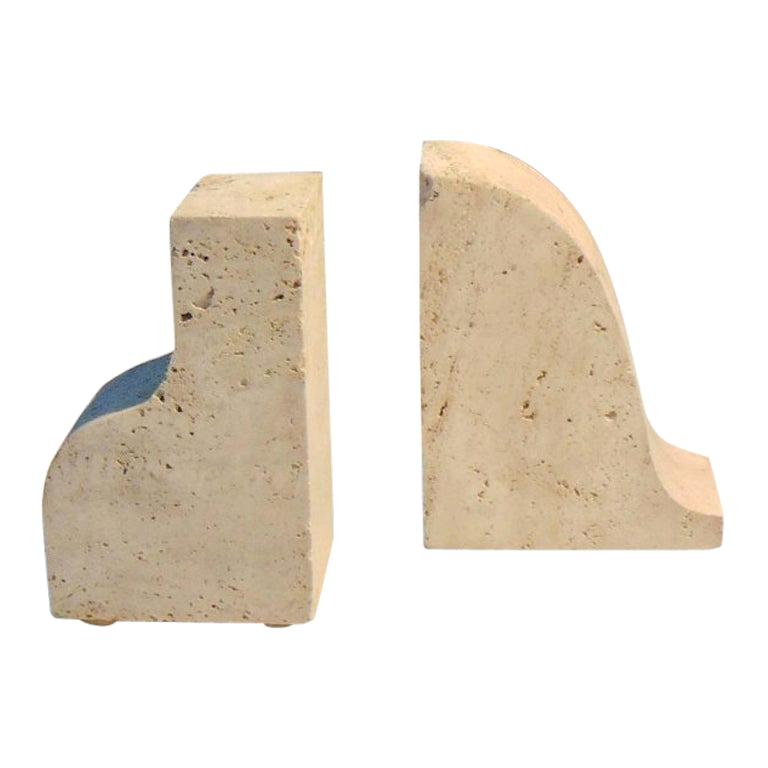 1970 Bookends, Paperweights in Travertine by Giuliano Cesari for Sormani, Italy
