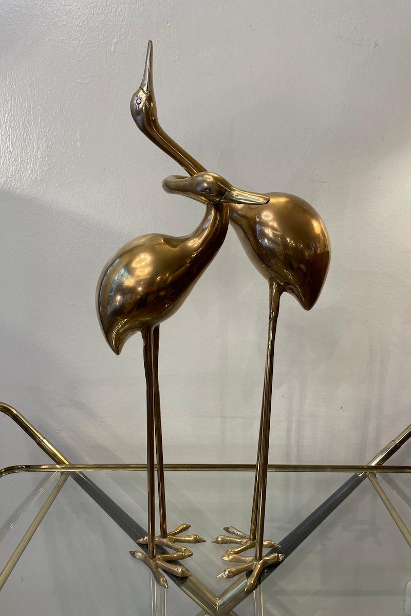 Italian 1970 Brass Gilded Herons - Set of 2
