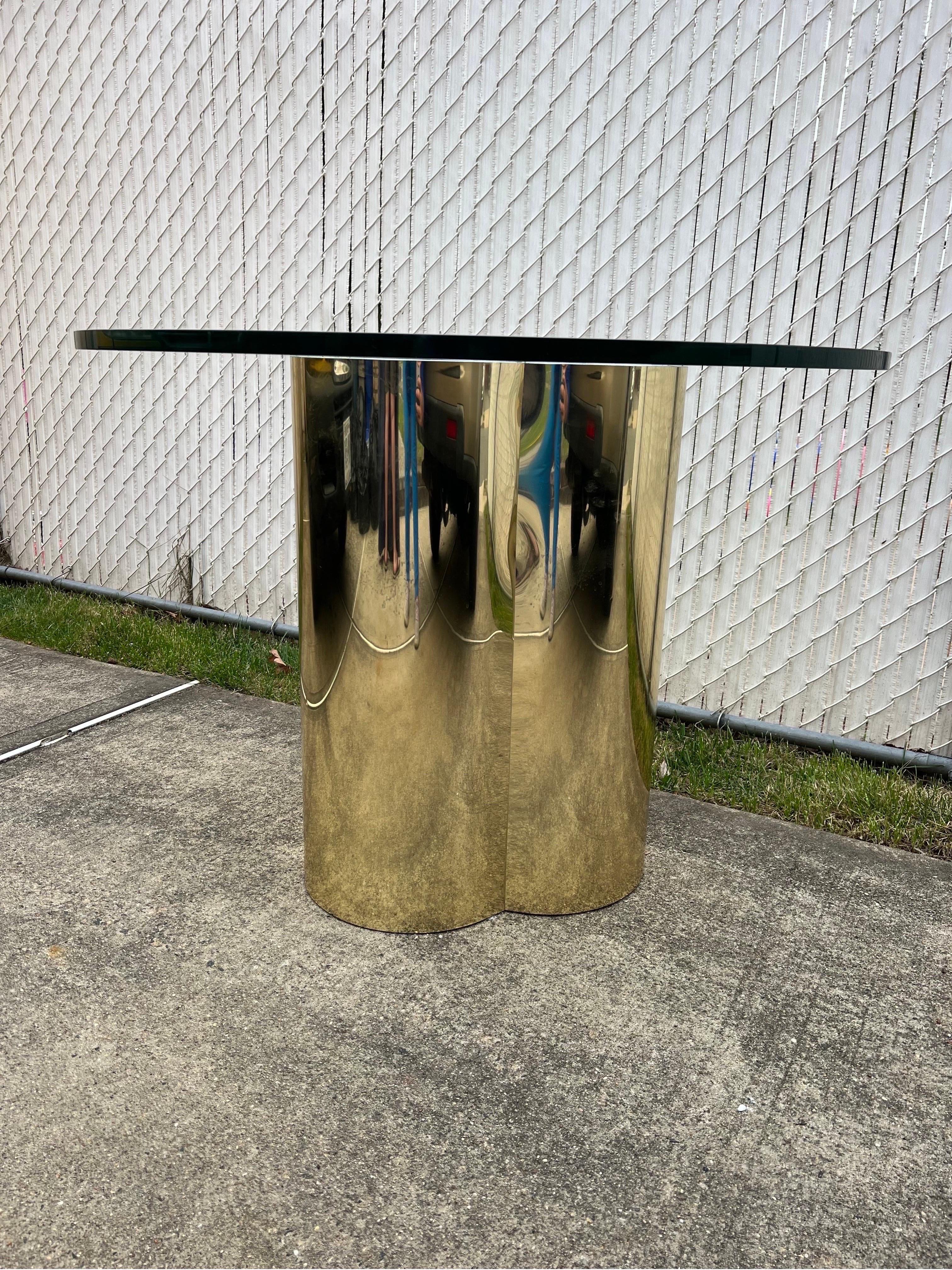 Art Deco 1970 Brass Laminated Dining Table Style After Curtis Jere For Sale