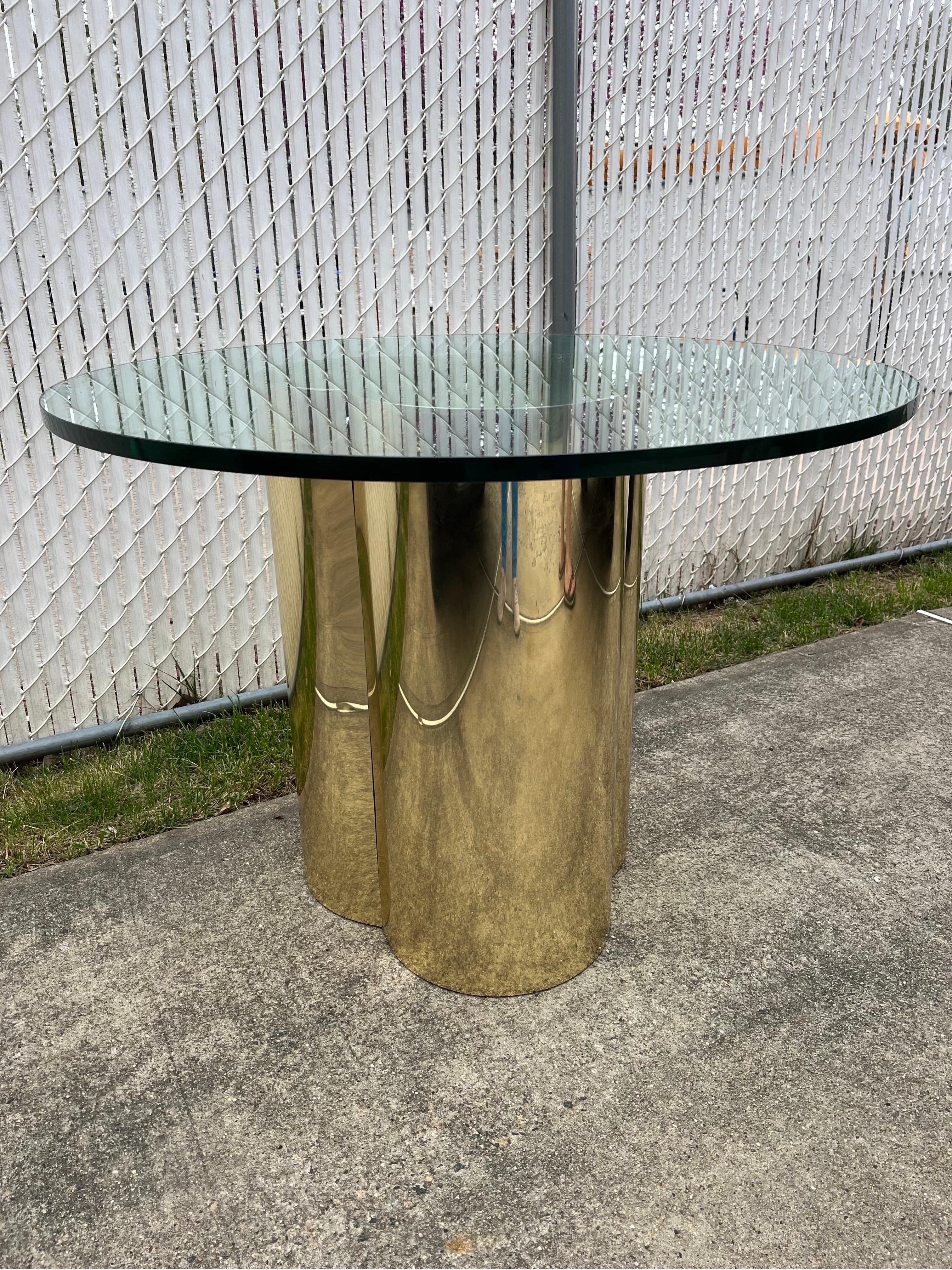 North American 1970 Brass Laminated Dining Table Style After Curtis Jere For Sale