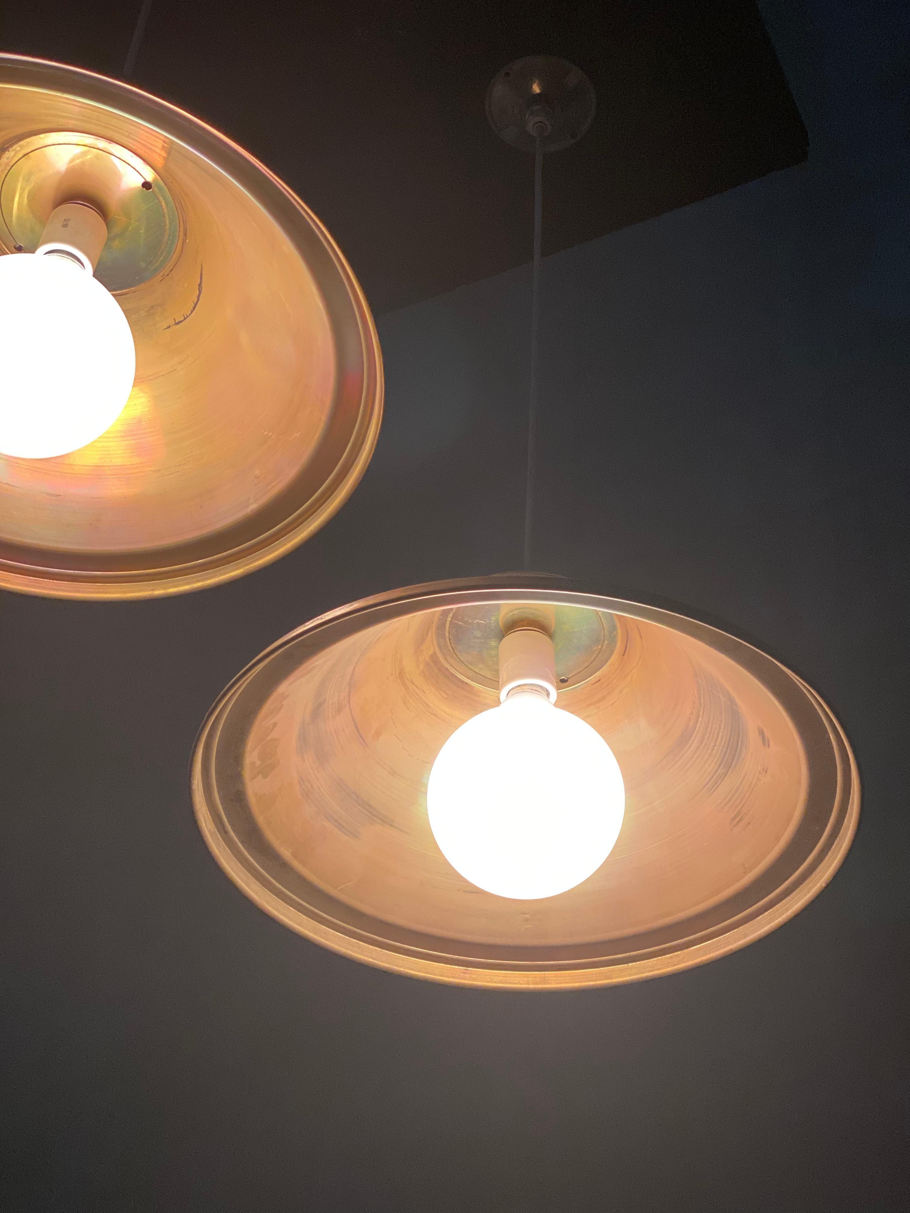 Spun 1970 Brass Pendant Lights