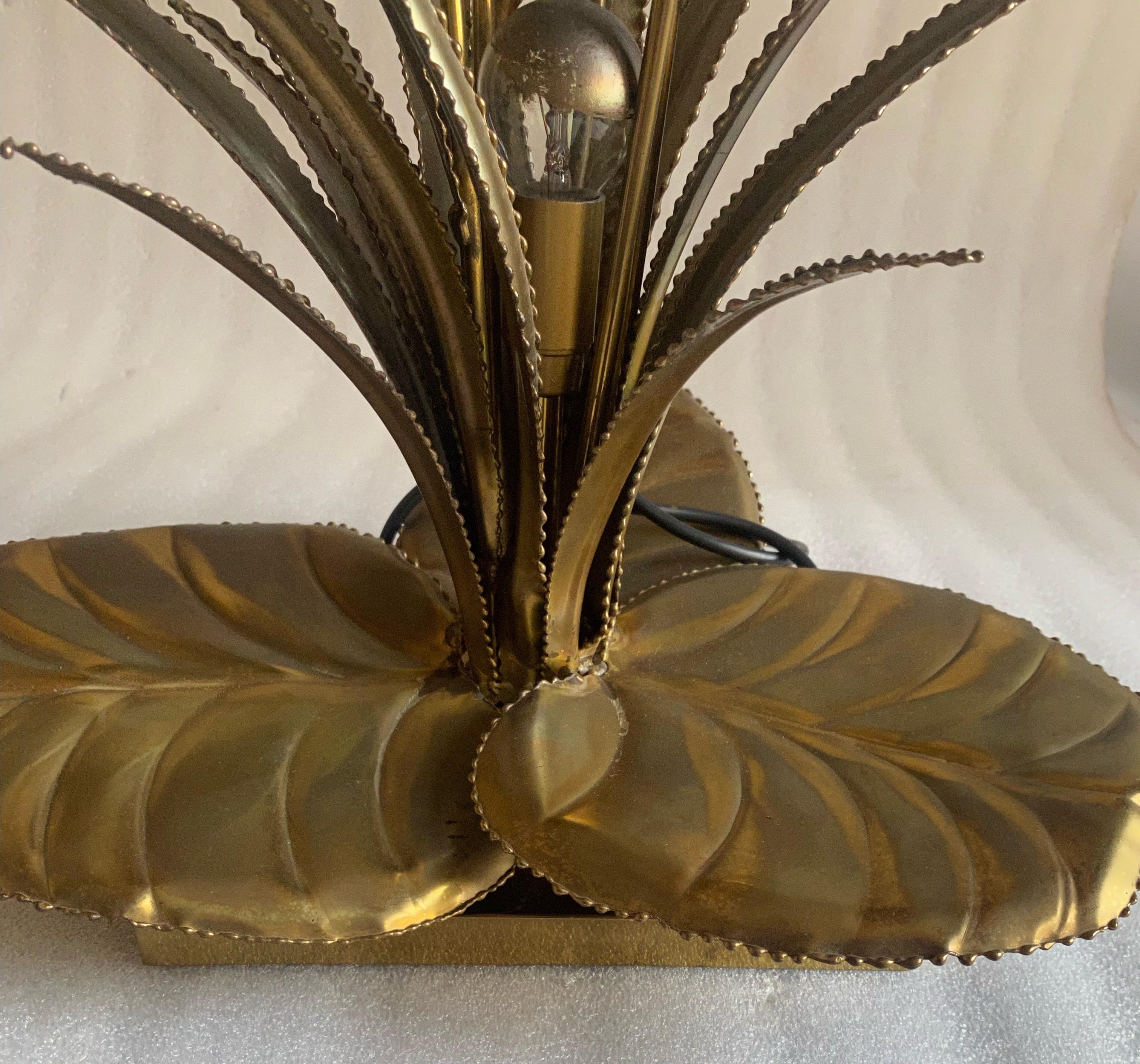 French 1970' Brass Reed Lamp in the Style of Maison Jansen For Sale