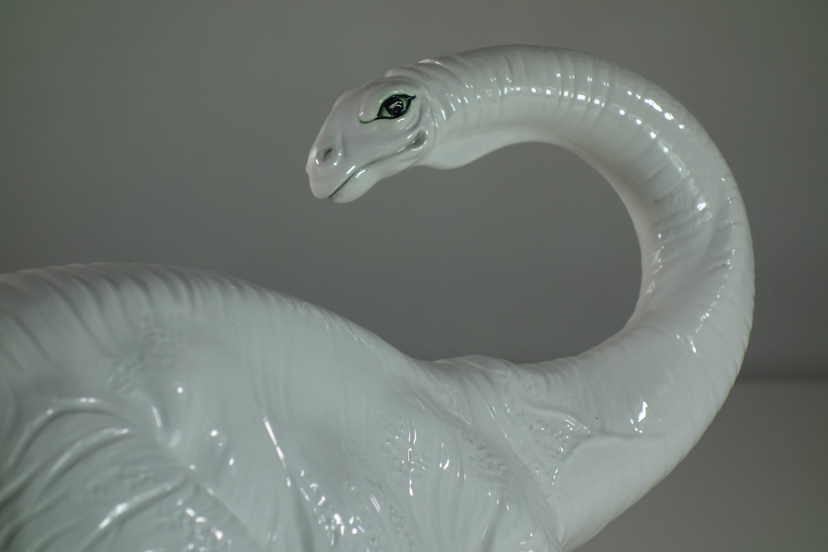 Sculpture en céramique blanche Dinosaur Bassano, Italie, 1970 1