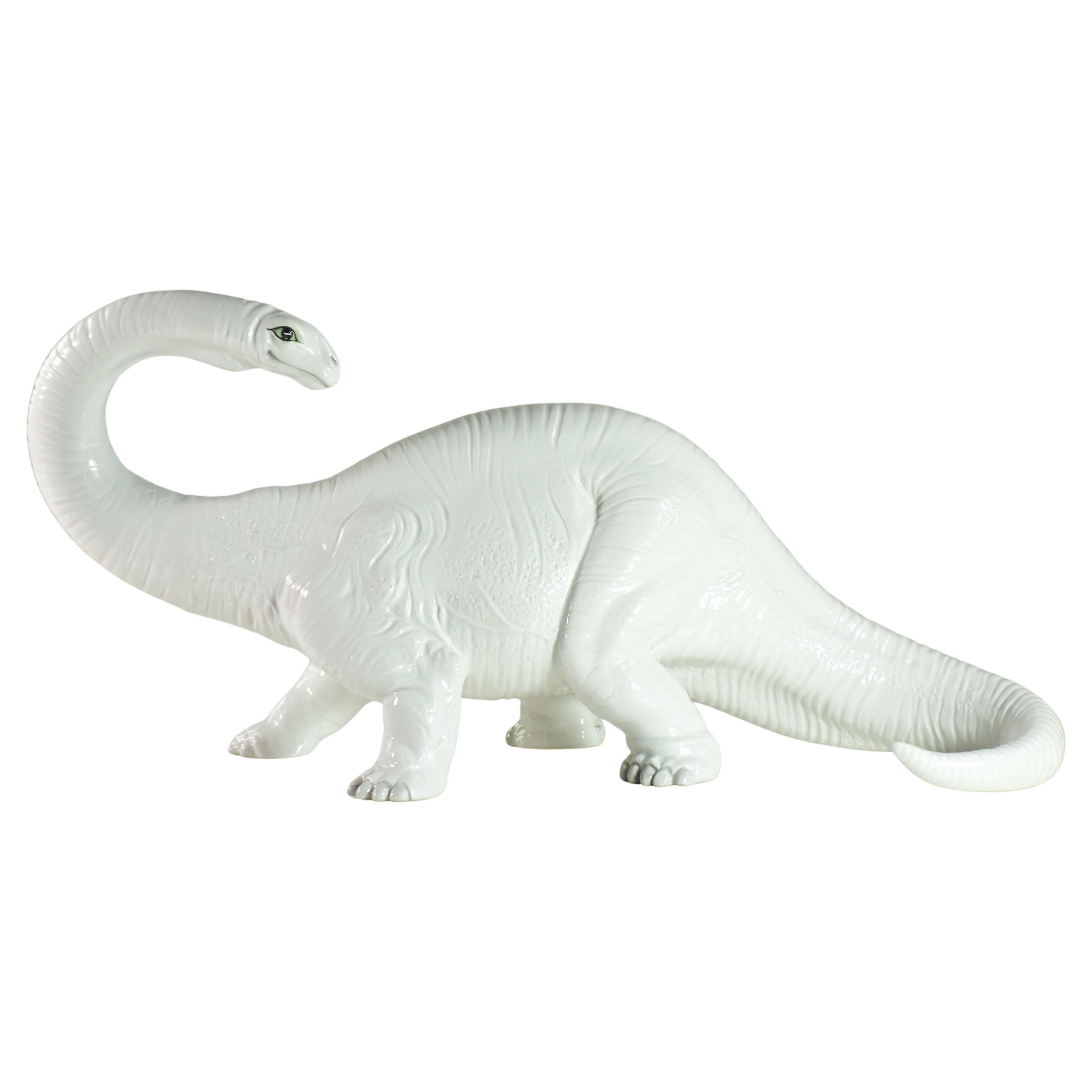 Sculpture en céramique blanche Dinosaur Bassano, Italie, 1970