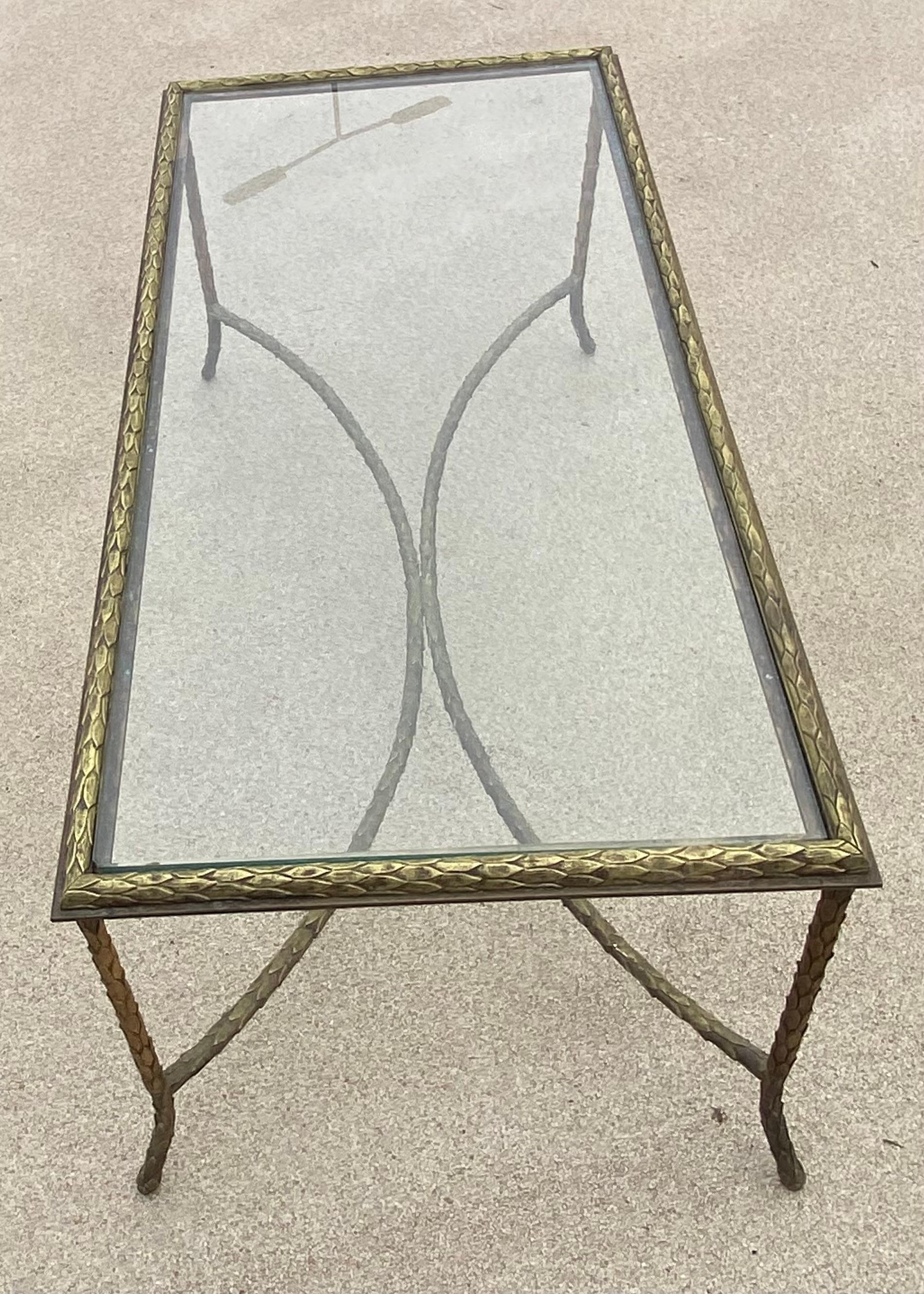 1970 ′ Bronze Coffee Table Palm Tree Model, Maison Charles, 106 x 50 x H 42 cm 5