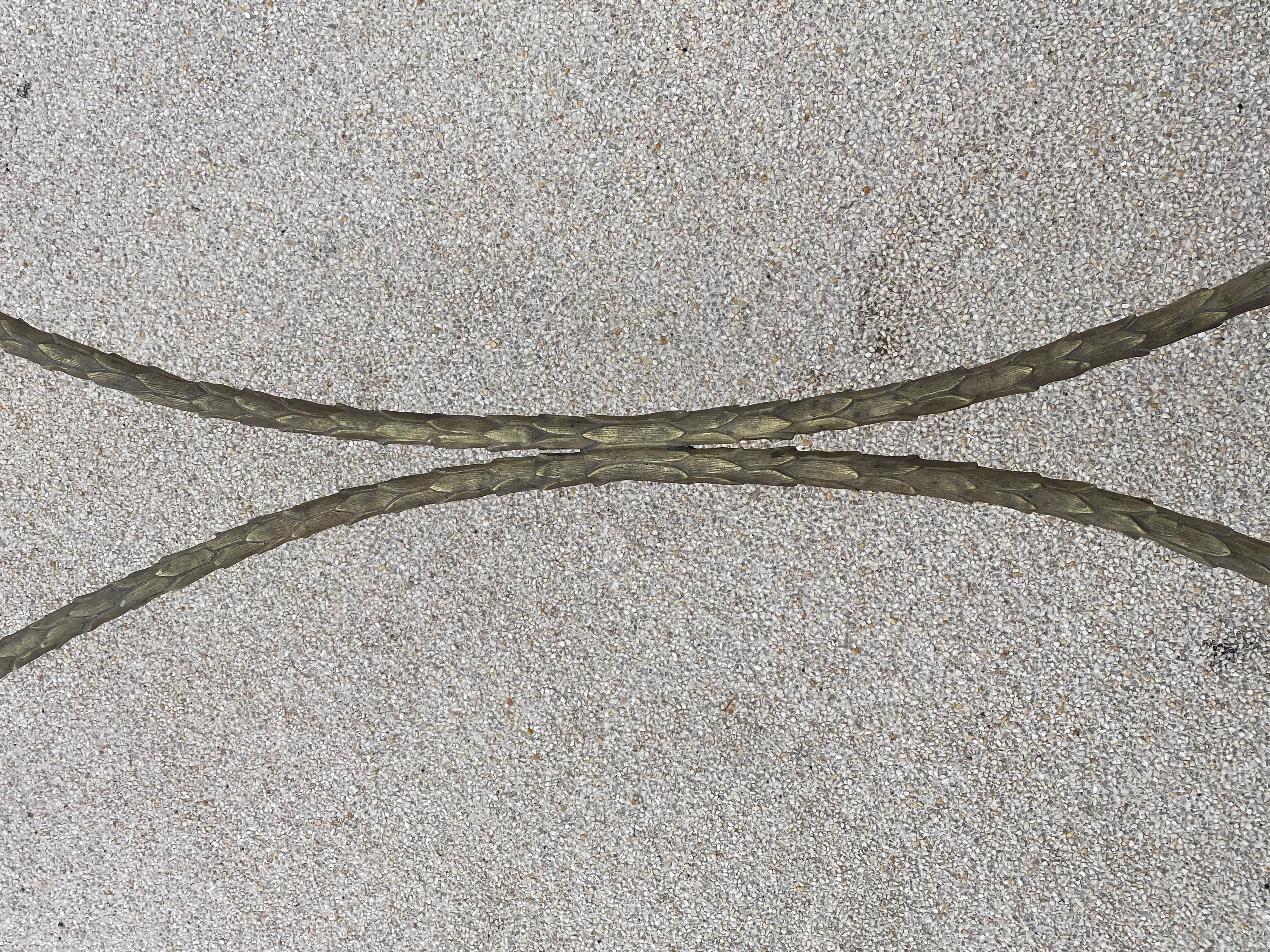 French 1970 ′ Bronze Coffee Table Palm Tree Model, Maison Charles, 106 x 50 x H 42 cm