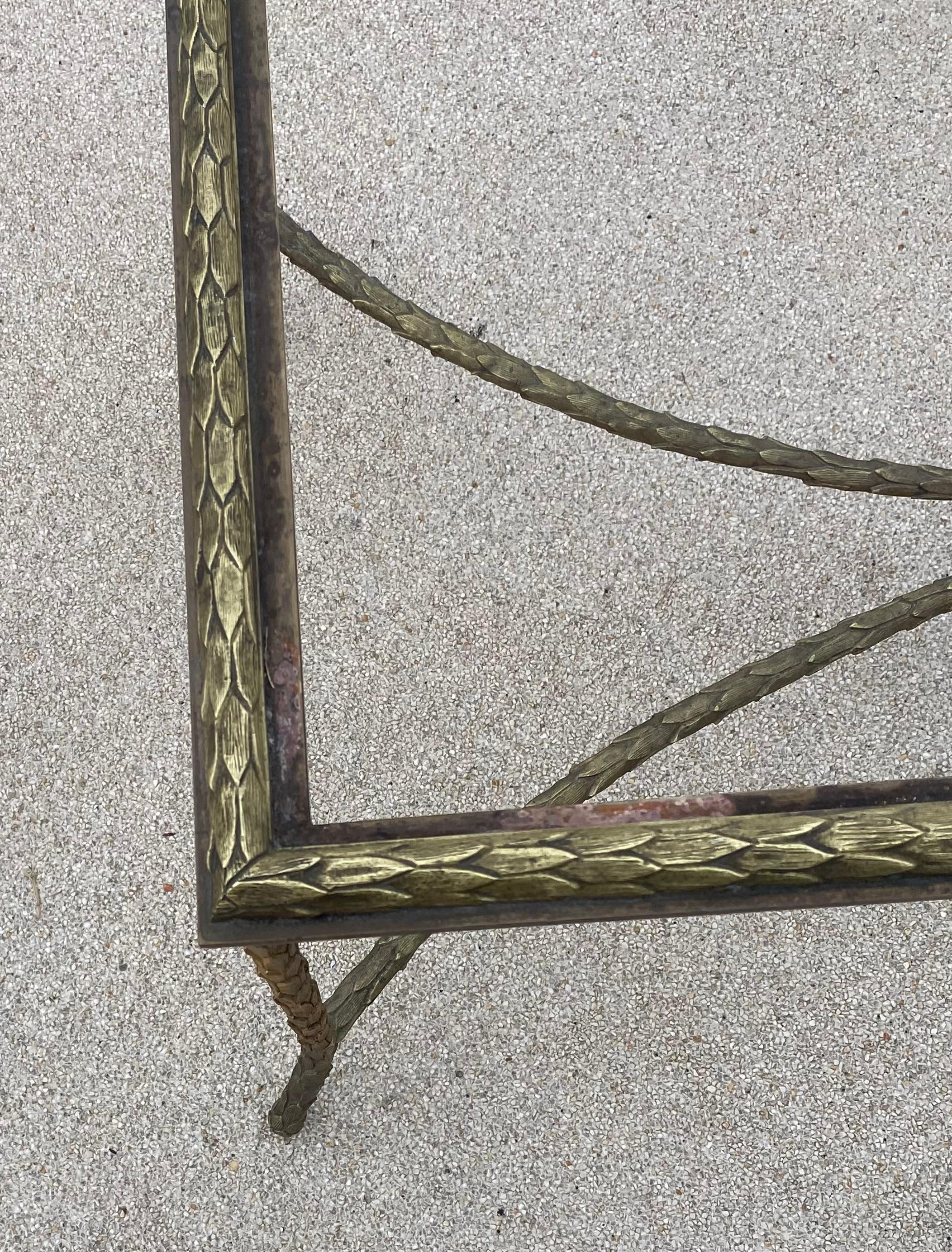 1970 ′ Bronze Coffee Table Palm Tree Model, Maison Charles, 106 x 50 x H 42 cm In Good Condition In Paris, FR
