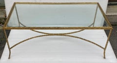 1970′ Bronze Coffee Table Palm Tree Model, Maison Charles, 105 x 55 x H 42 cm