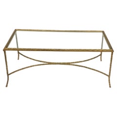 1970′ Bronze Coffee Table Palm Tree Model, Maison Charles, 105 x 55 x H 42 cm