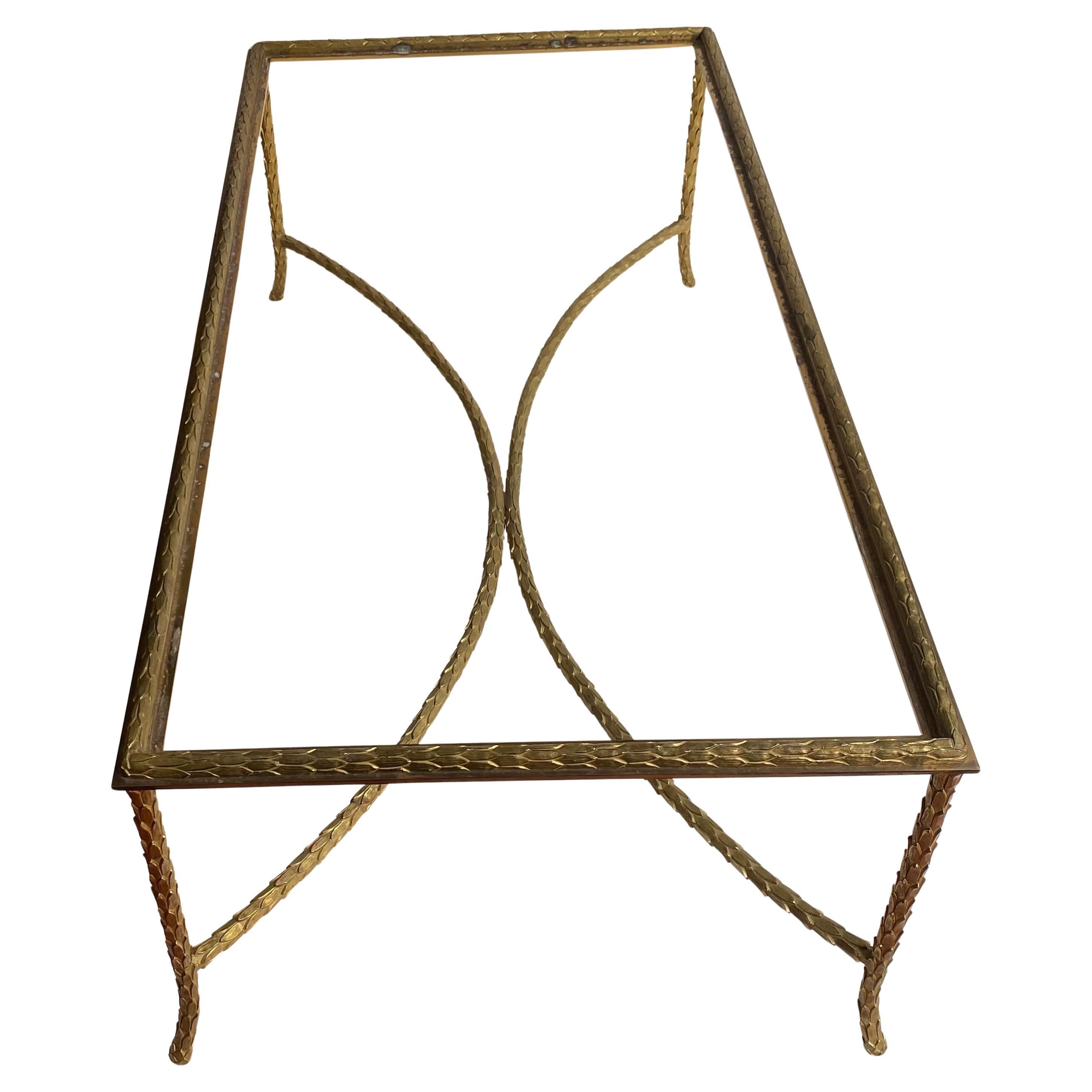 1970′ Mesa de centro de bronce Modelo palmera, Maison Charles Firmado, 52 x 26 x A 17 en venta