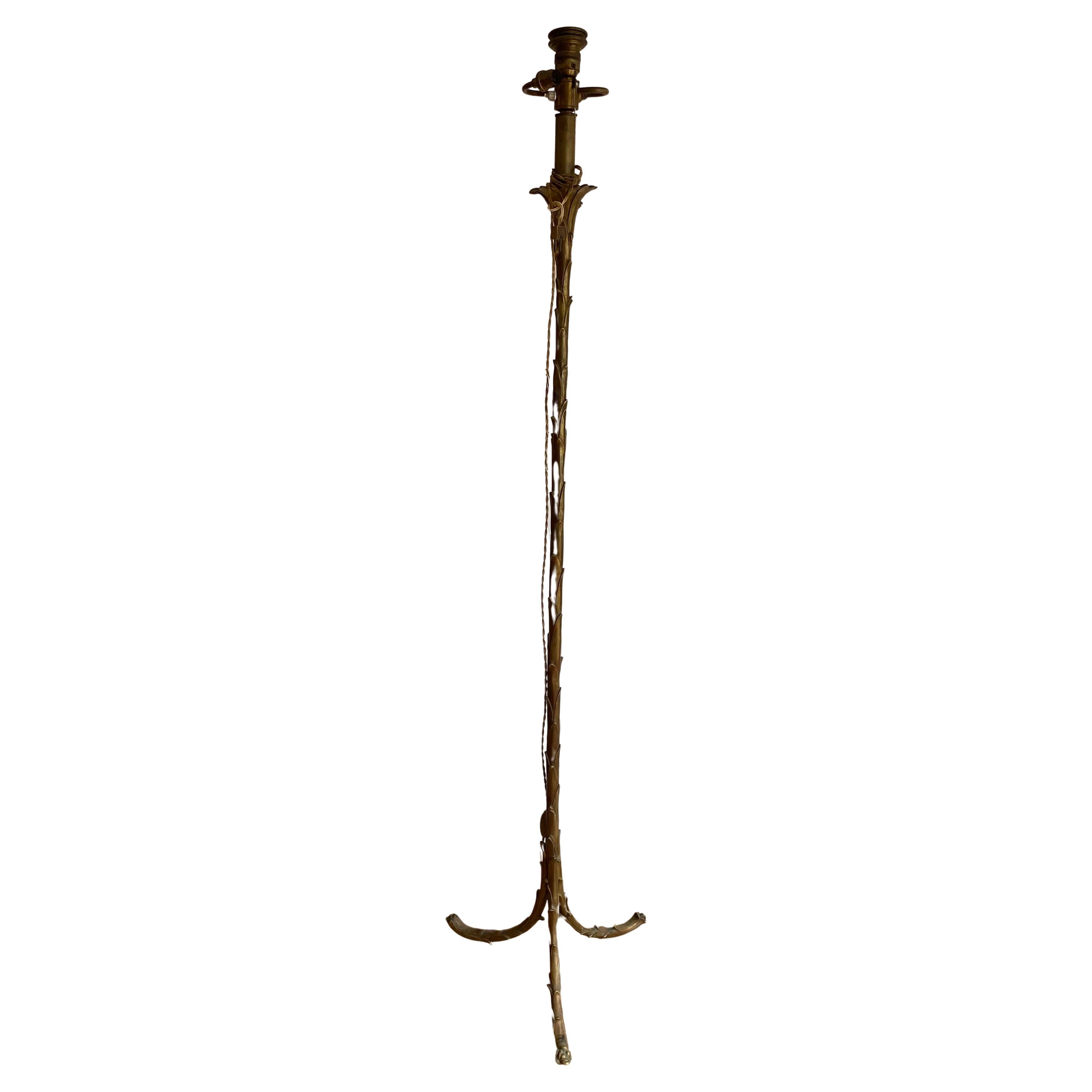 1970′ Bronze Floor Lamp Maison Charles Decor Palm Tree H 160 cm (Art déco) im Angebot