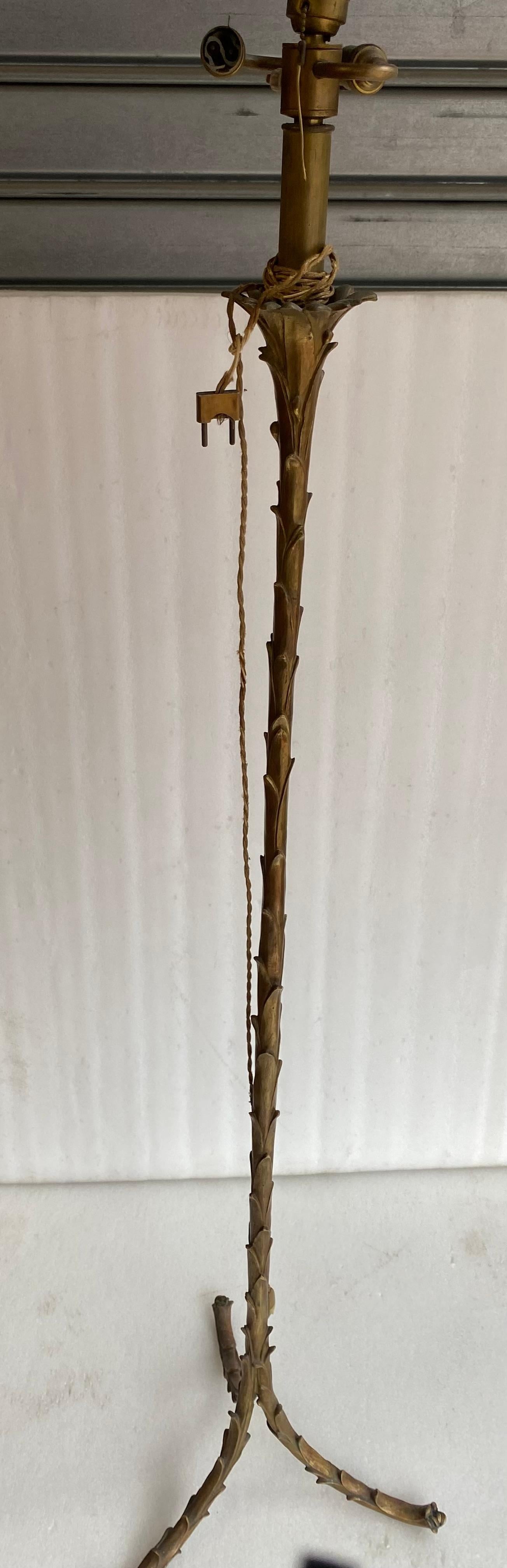 1970′ Bronze Floor Lamp Maison Charles Decor Palm Tree H 160 cm (Patiniert) im Angebot