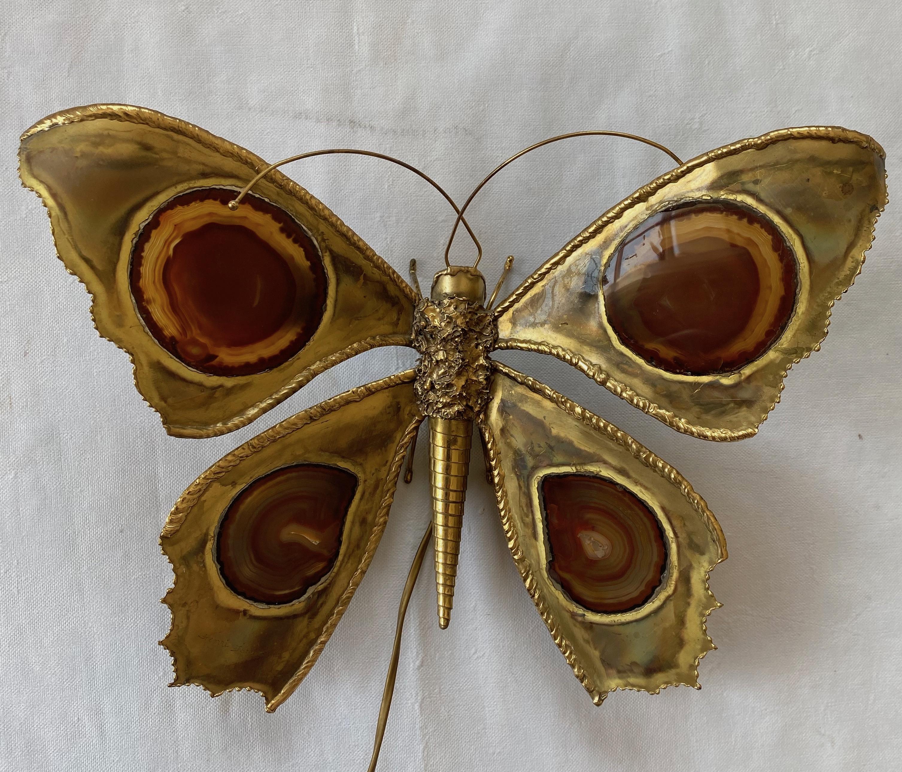 Applique papillon en bronze ou laiton, Duval Brasseur ou Isabelle Faure, 1970  en vente 4