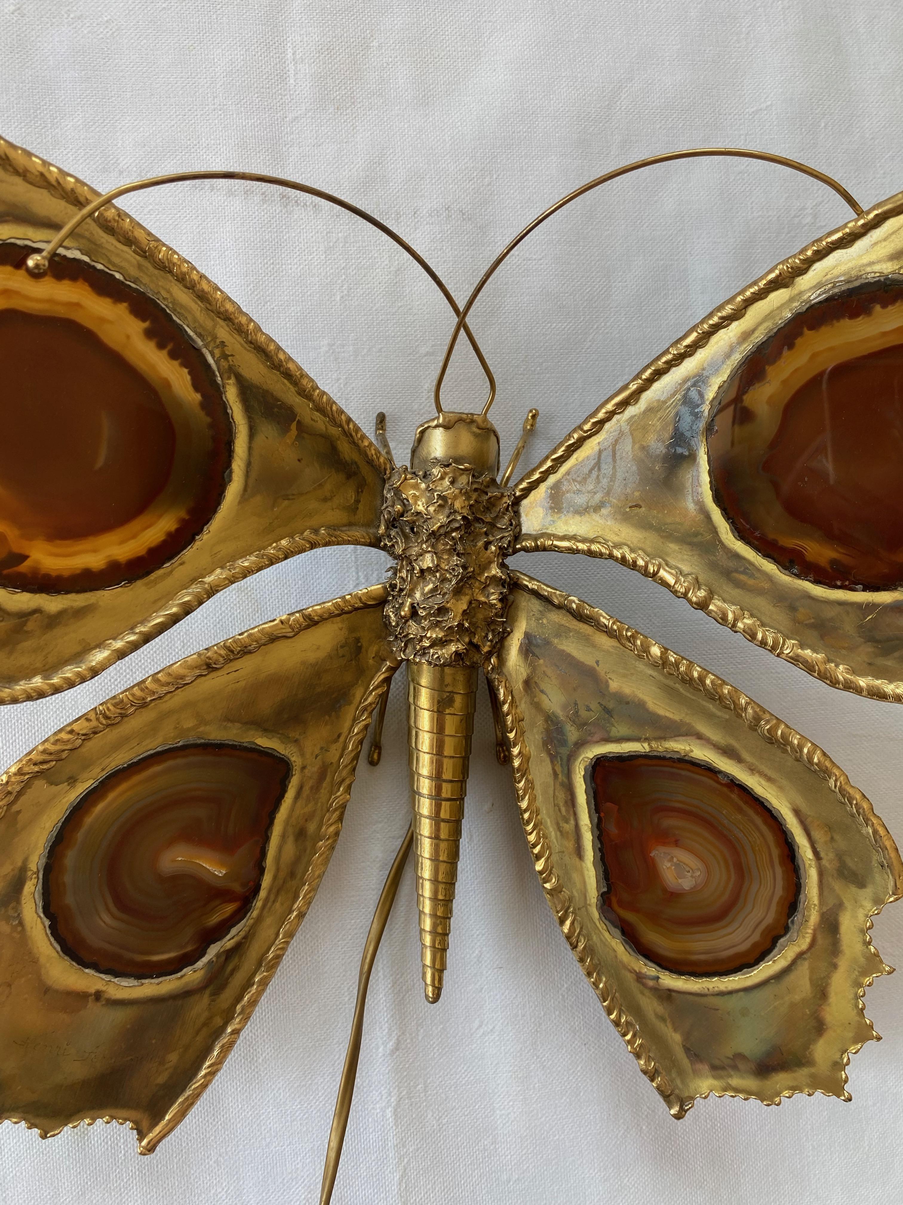 Applique papillon en bronze ou laiton, Duval Brasseur ou Isabelle Faure, 1970  en vente 5