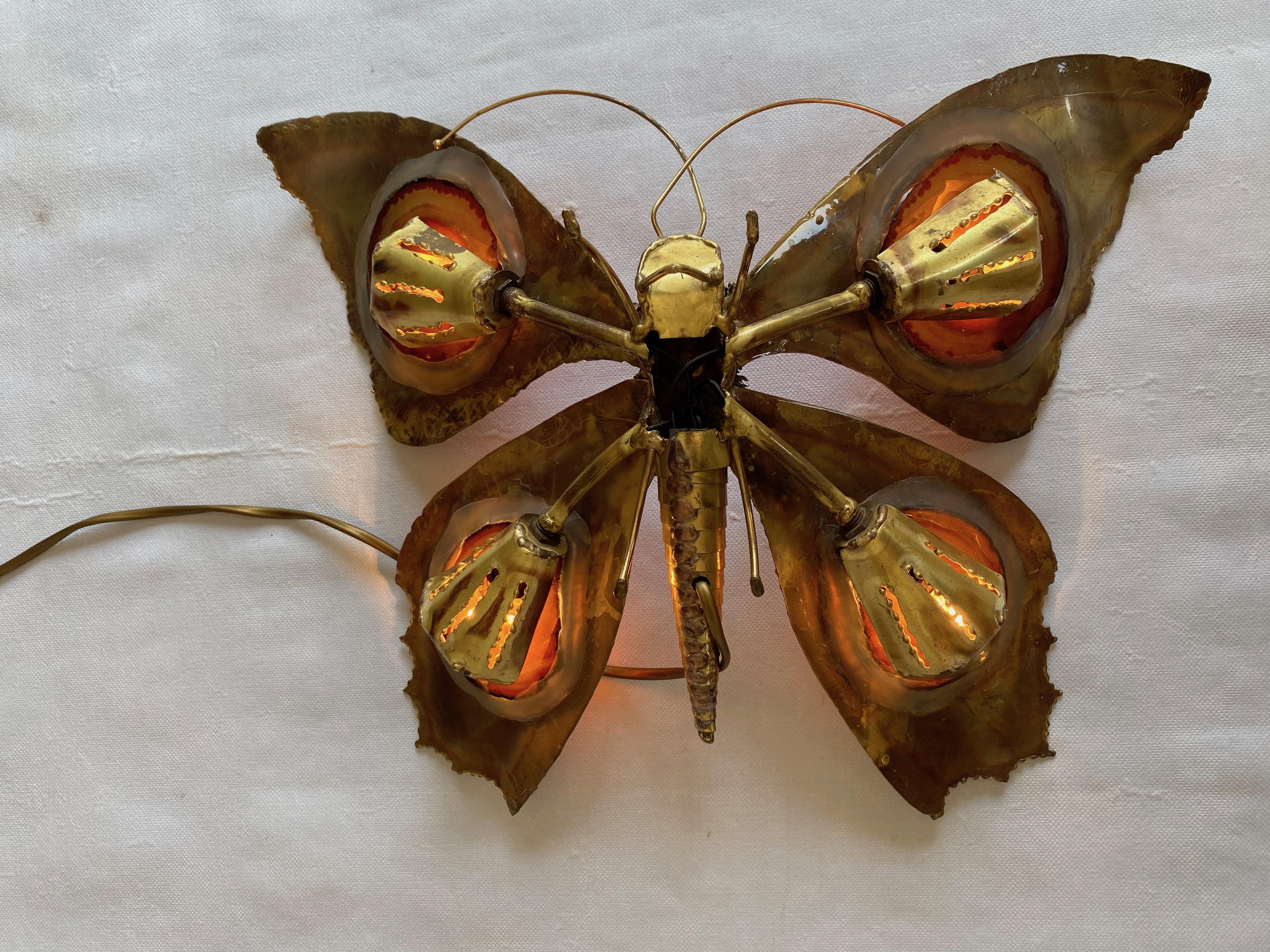 Applique papillon en bronze ou laiton, Duval Brasseur ou Isabelle Faure, 1970  en vente 1